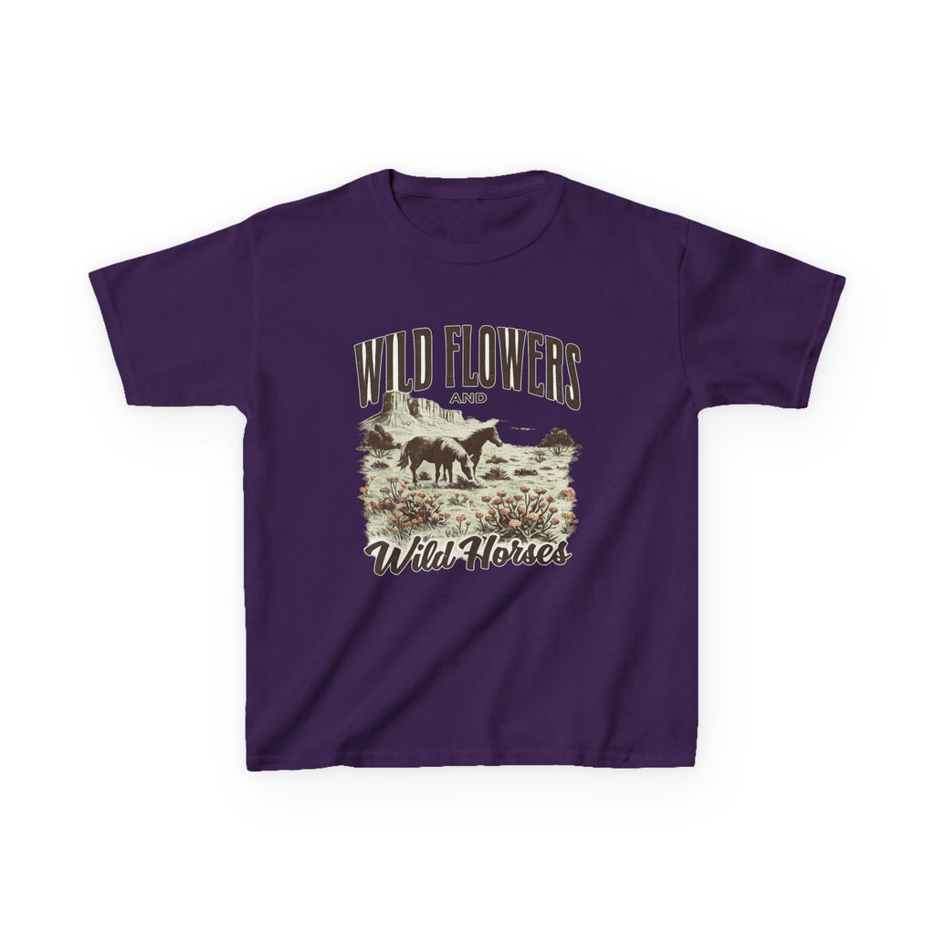 Kids T-Shirt — "Wild Flowers and Wild Horses" Rustic Western Tee