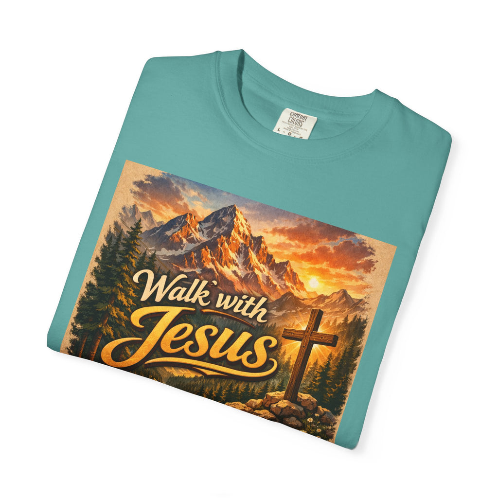Walk with Jesus T-Shirt — Christian Faith Mountain Cross Tee