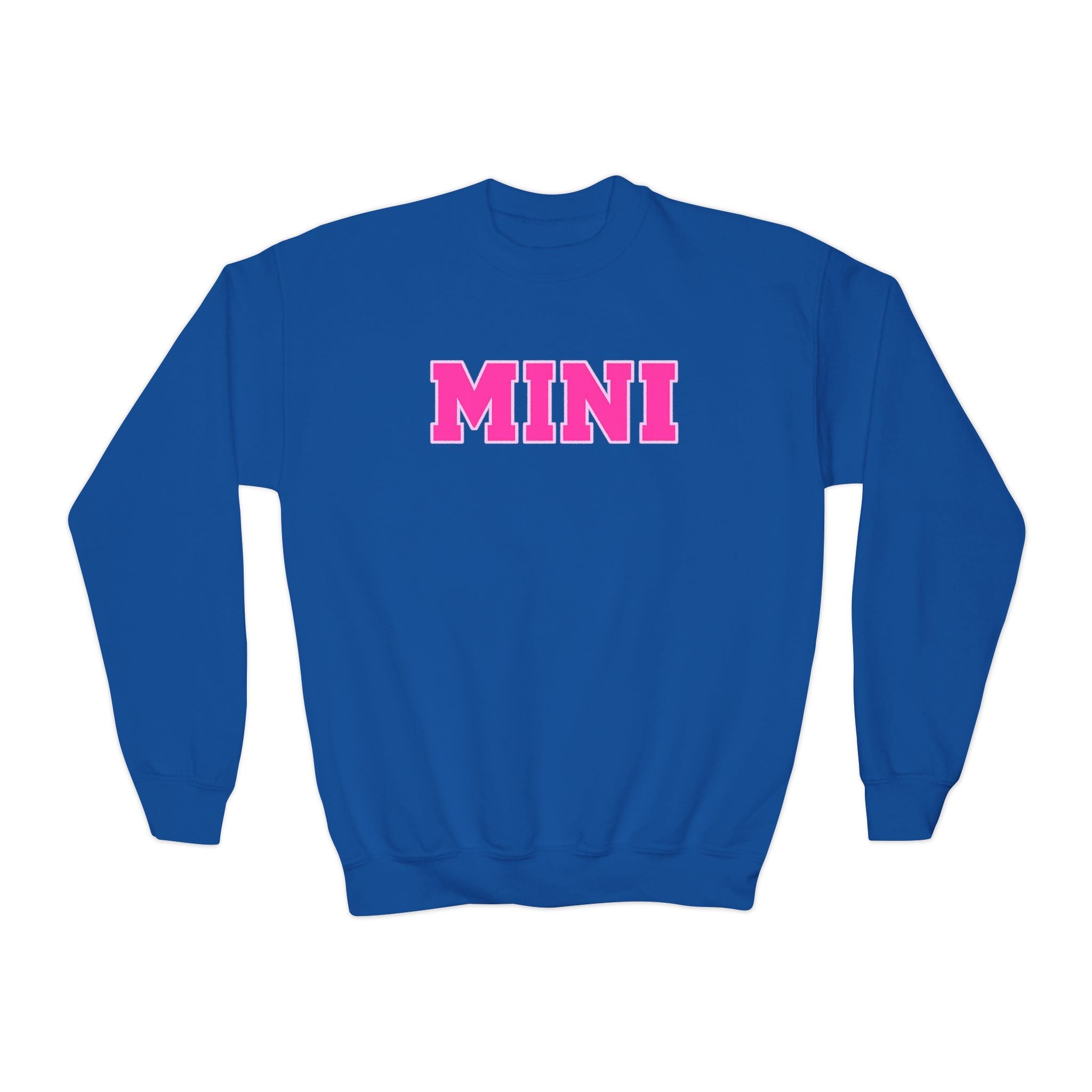 MINI Youth Crewneck Sweatshirt — Pink Chunky Lettering Kids Pullover
