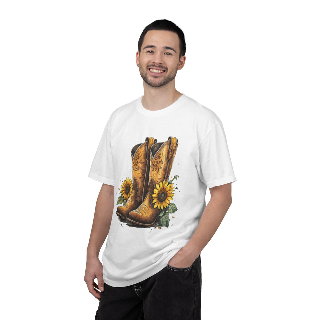 Cowgirl Boots & Sunflowers T-Shirt — Western Floral Graphic Tee