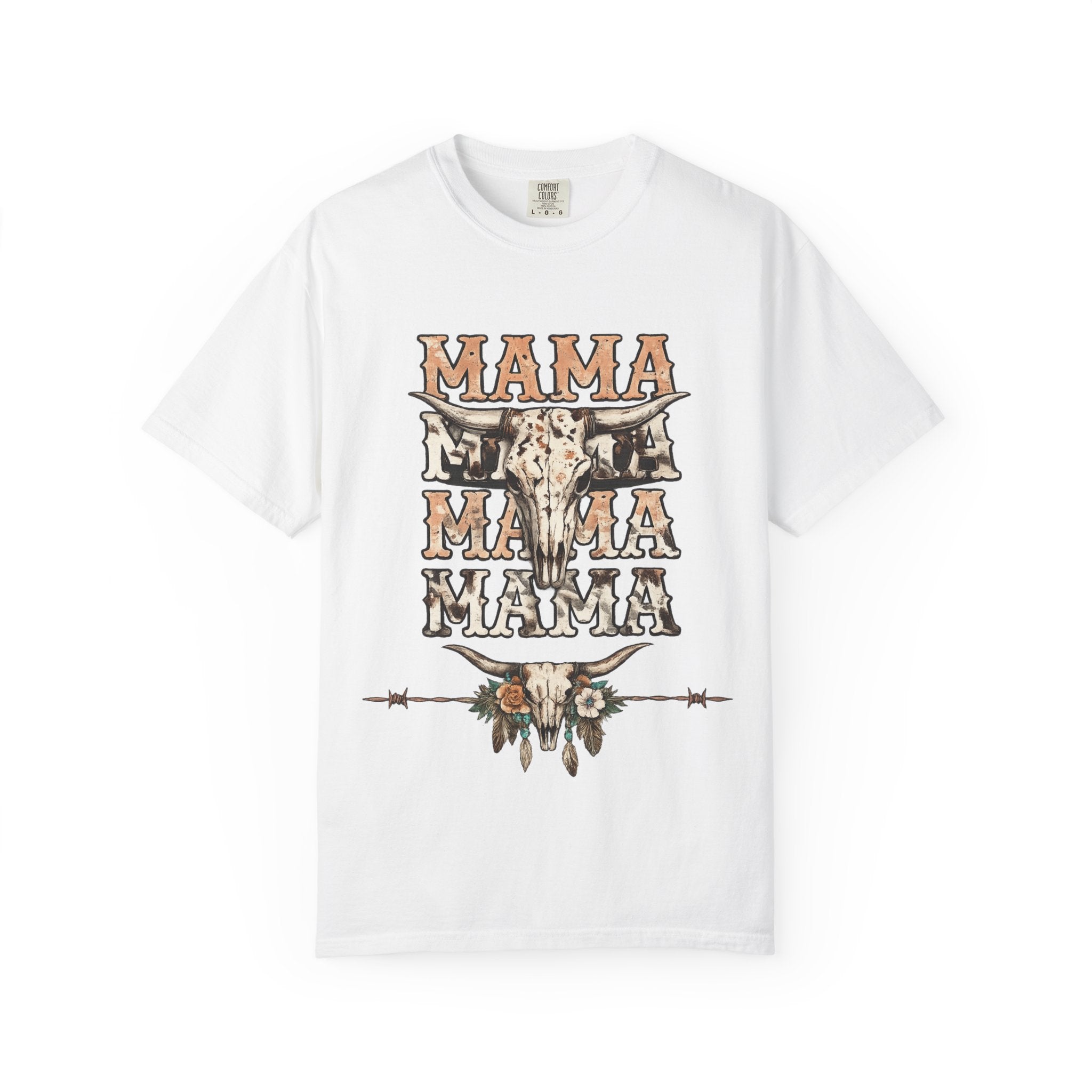 Mama Cow Skull Graphic T-Shirt — Western Boho Mom Tee