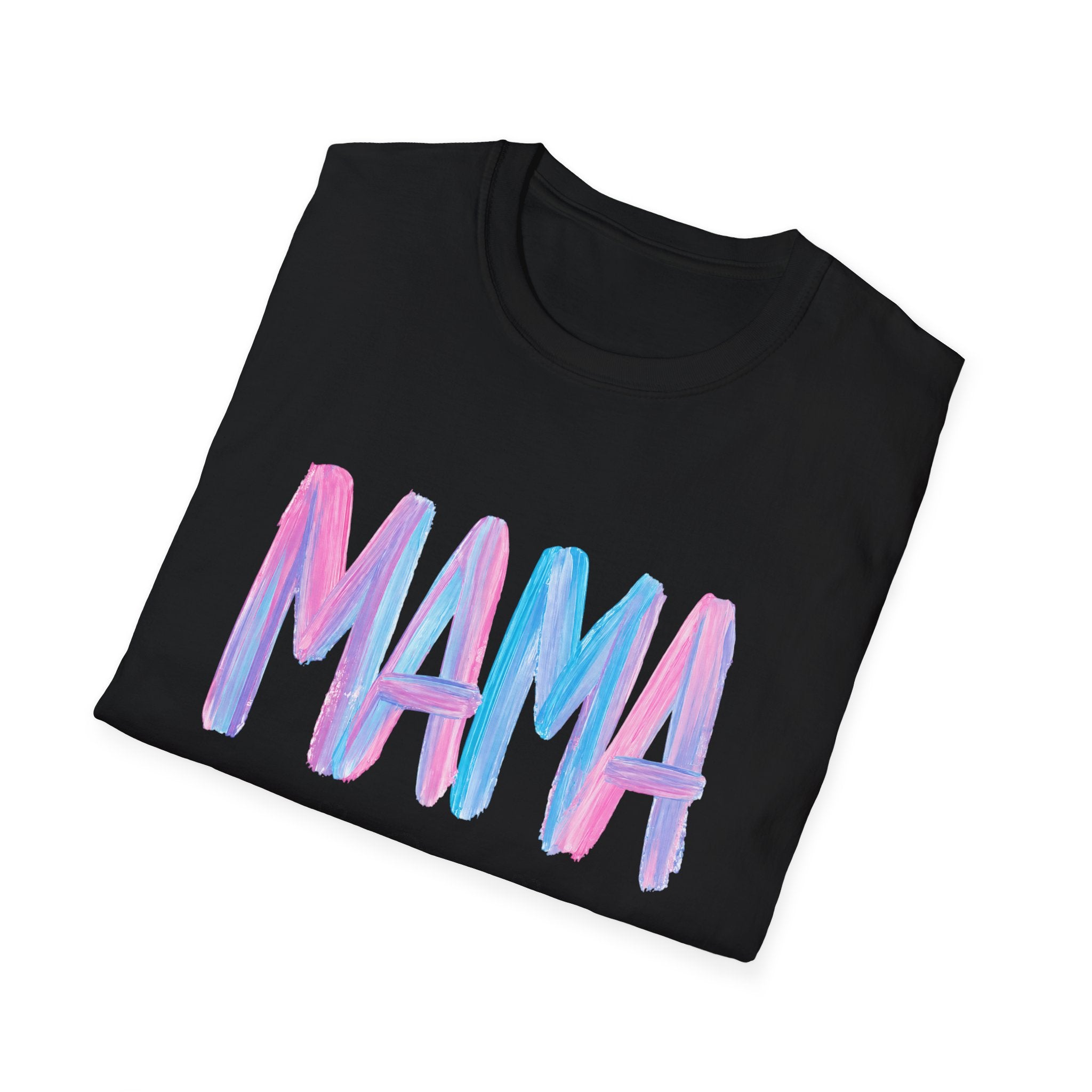 Mama Brushstroke T‑Shirt — Pastel Watercolor Mom Tee for Mother’s Day