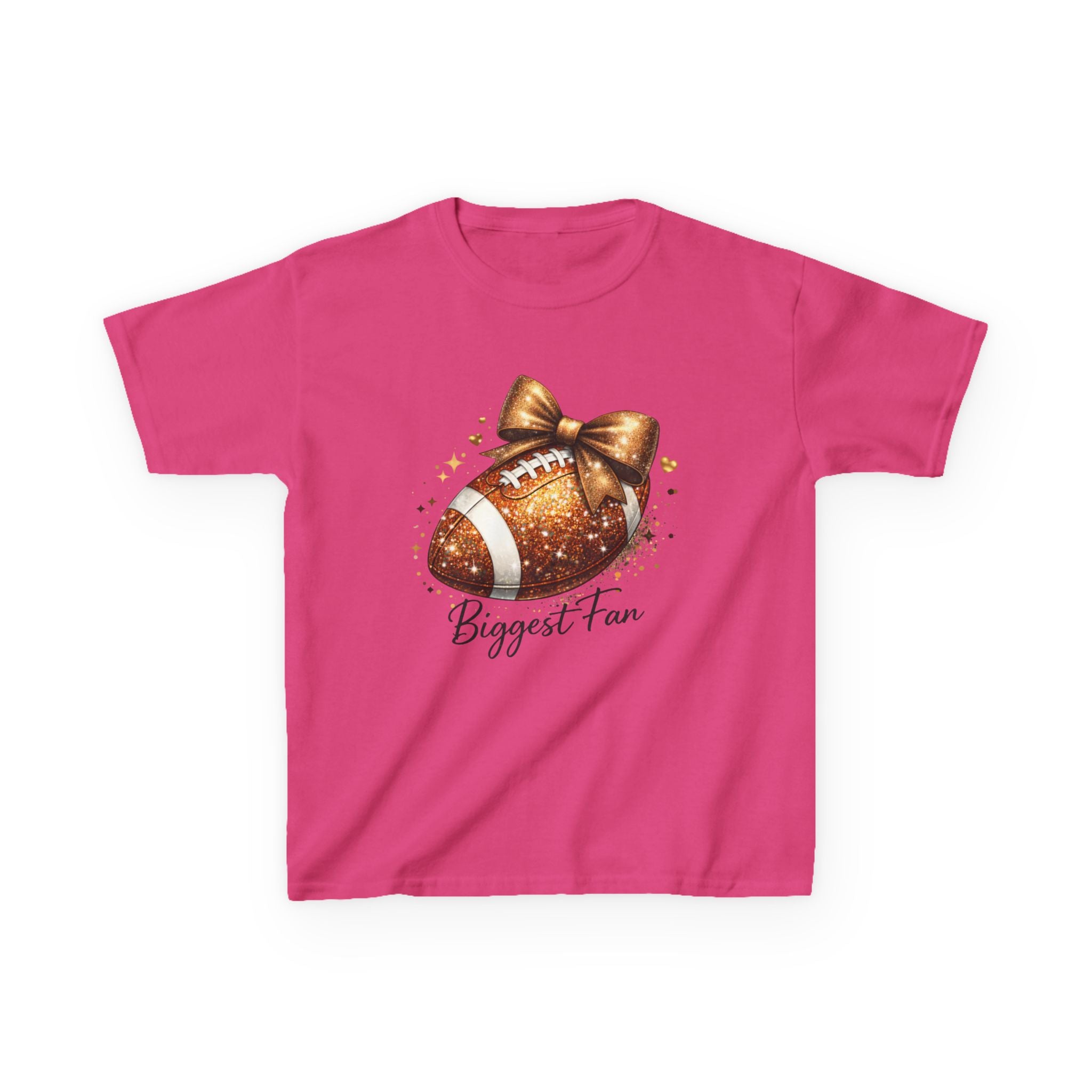 Kids Tee — 'Biggest Fan' Glitter Football Design