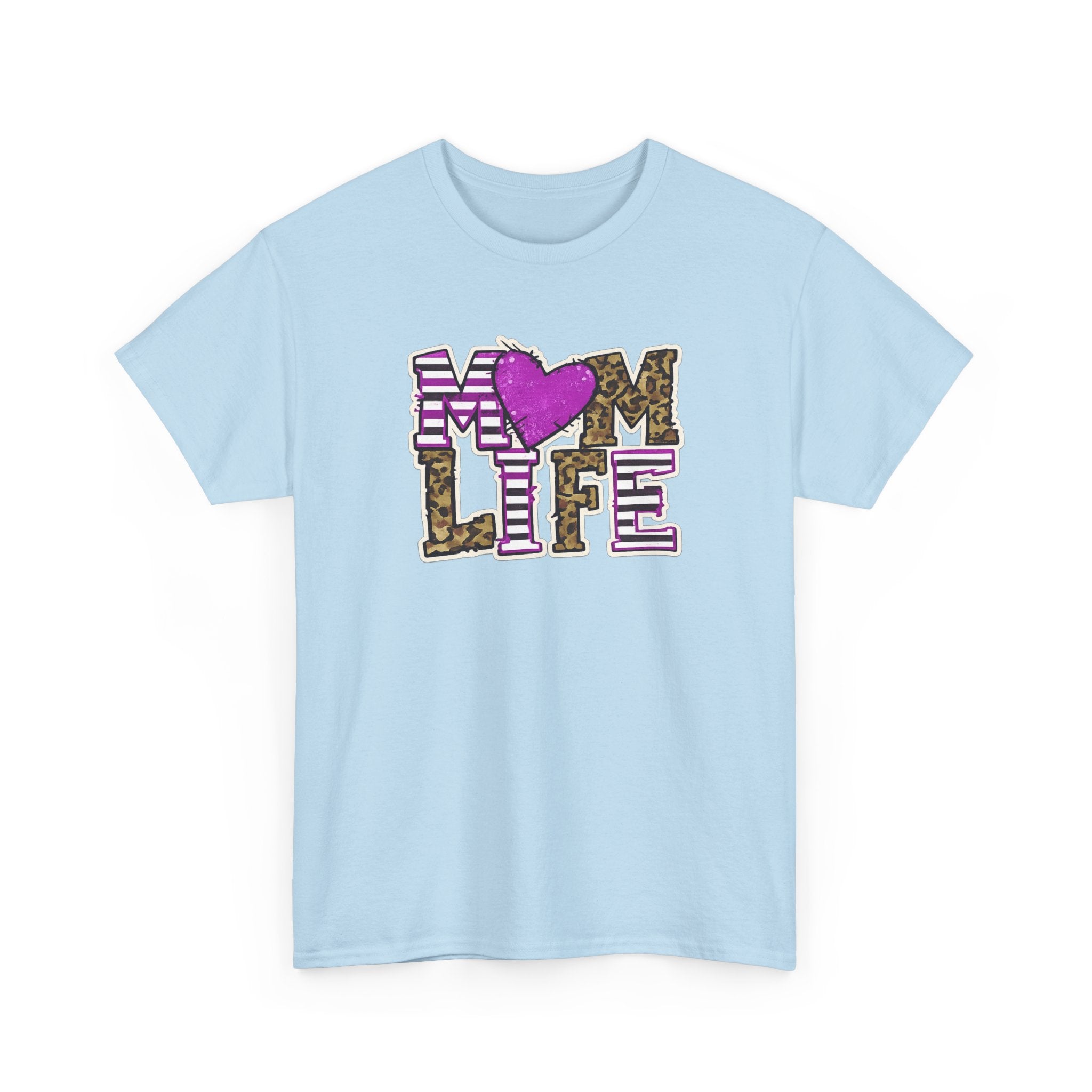 Mom Life T-Shirt — Leopard & Pink Heart Graphic Tee for Moms (Mother's Day Gift)
