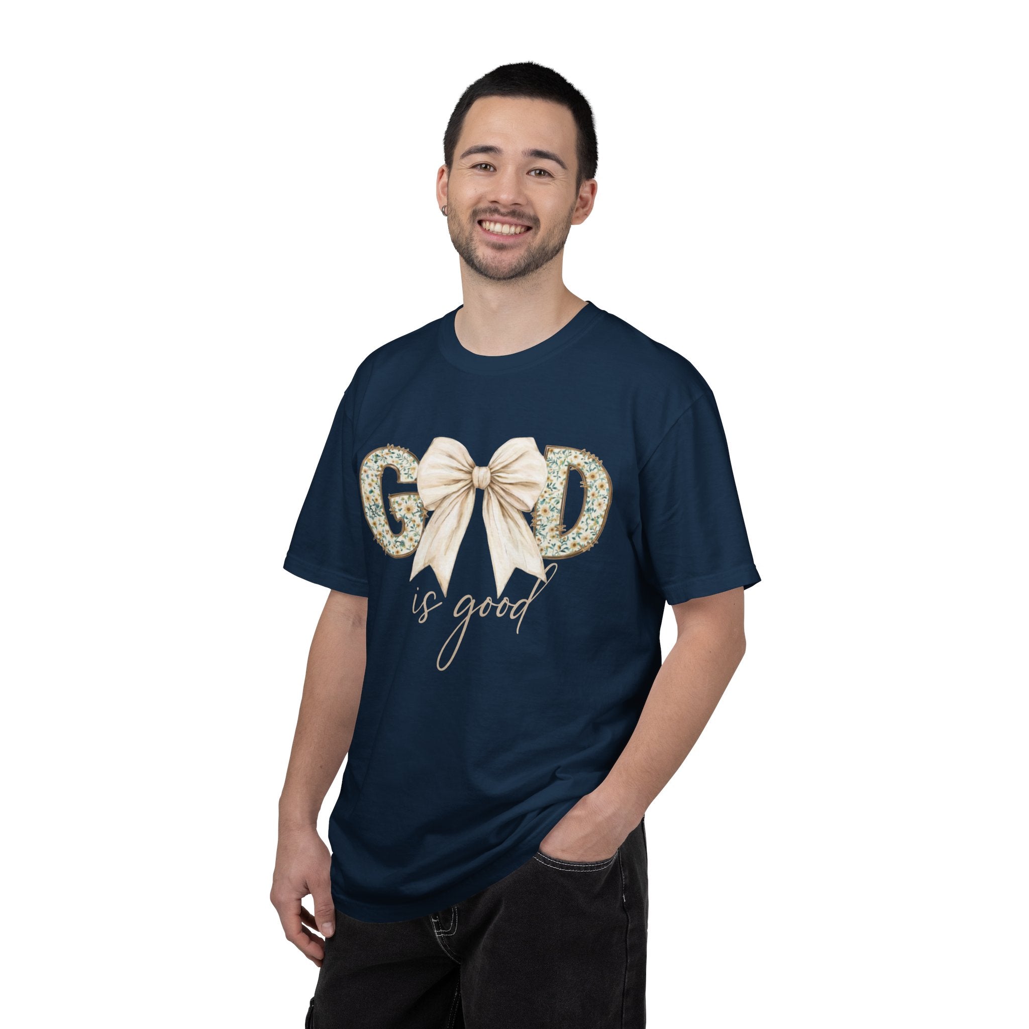 T-Shirt — "God Is Good" Floral Bow Christian Tee
