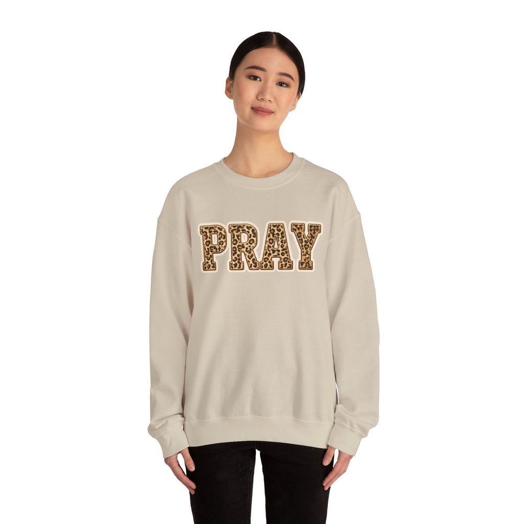 Pray Leopard Print Crewneck Sweatshirt