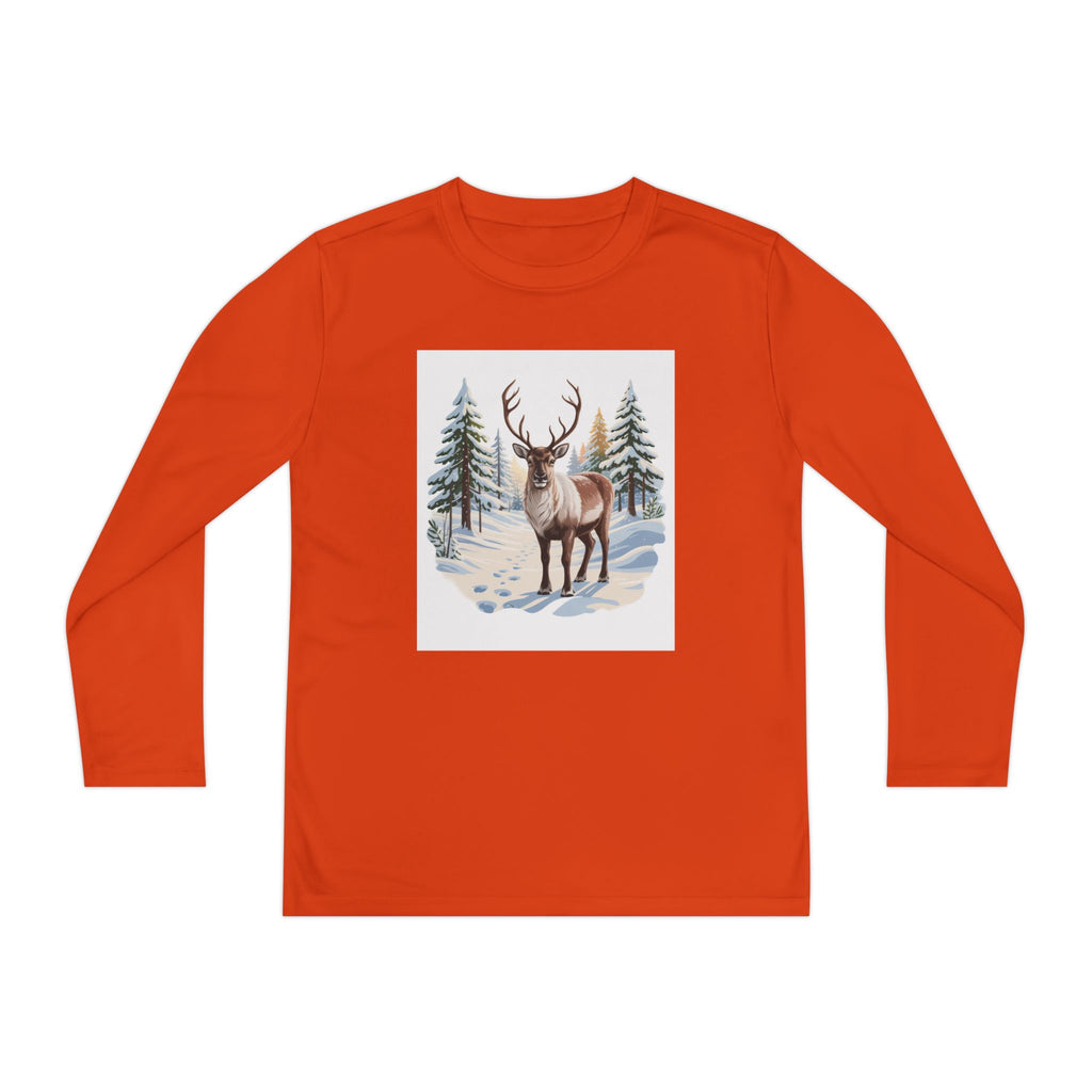 Youth Long Sleeve Tee — Winter Deer Forest Graphic