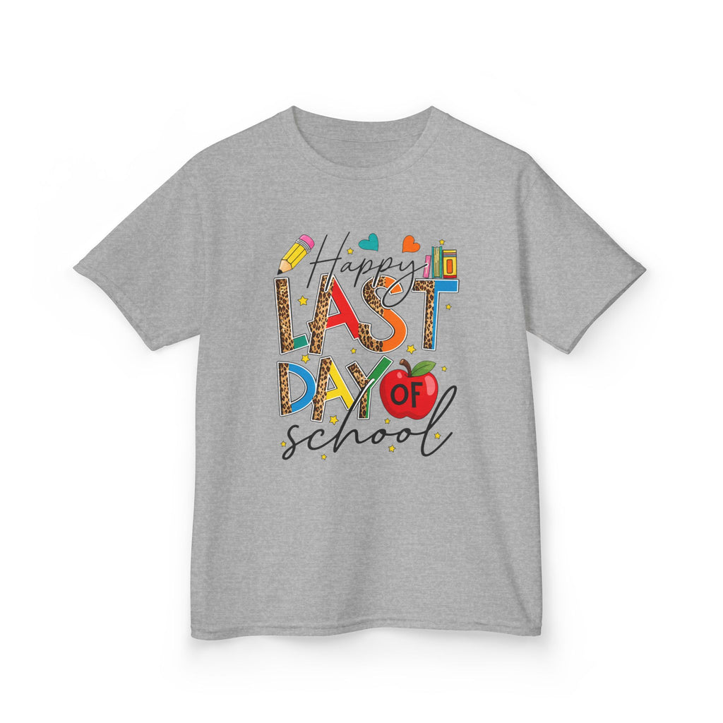 Last Day of School Kids T-Shirt – Happy Last Day of School Tee with Colorful School Icons