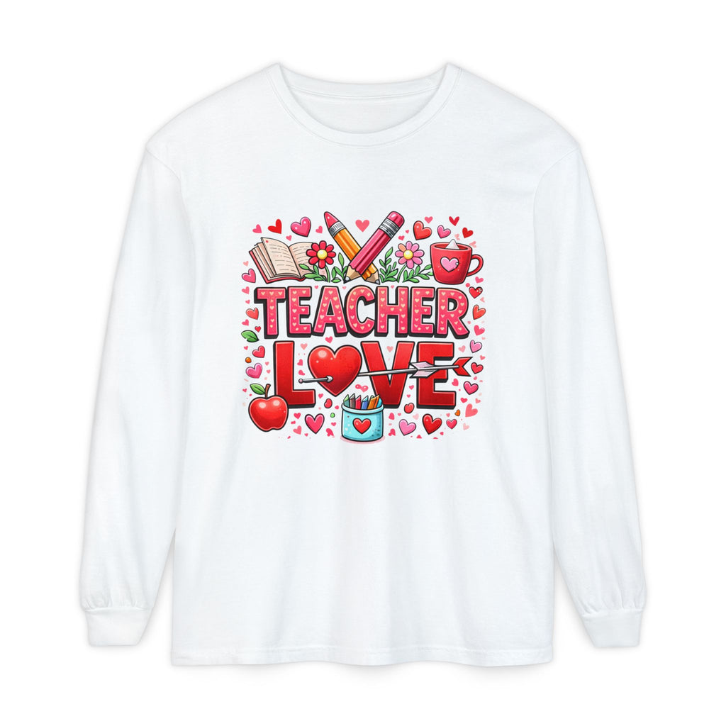 Teacher Love Long Sleeve Tee — Cute Valentine’s Day Gift for Teachers
