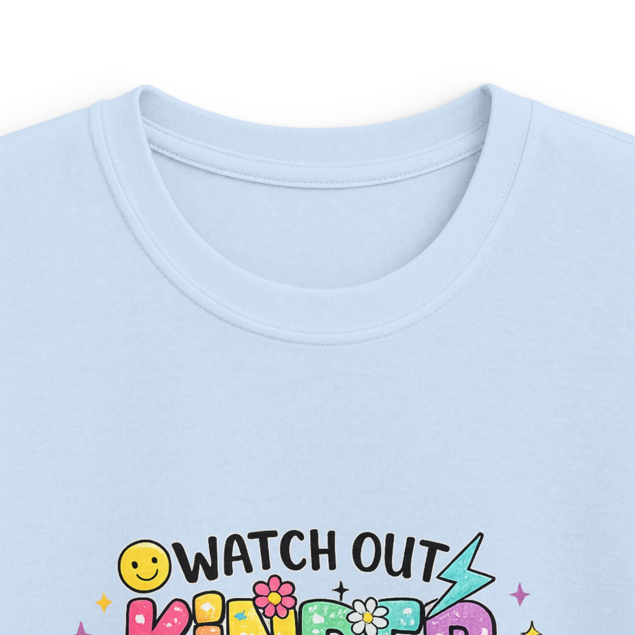 Kindergarten Here I Come Kids T‑Shirt — "Watch Out Kindergarten Here I Come" Back‑to‑School Graphic Tee