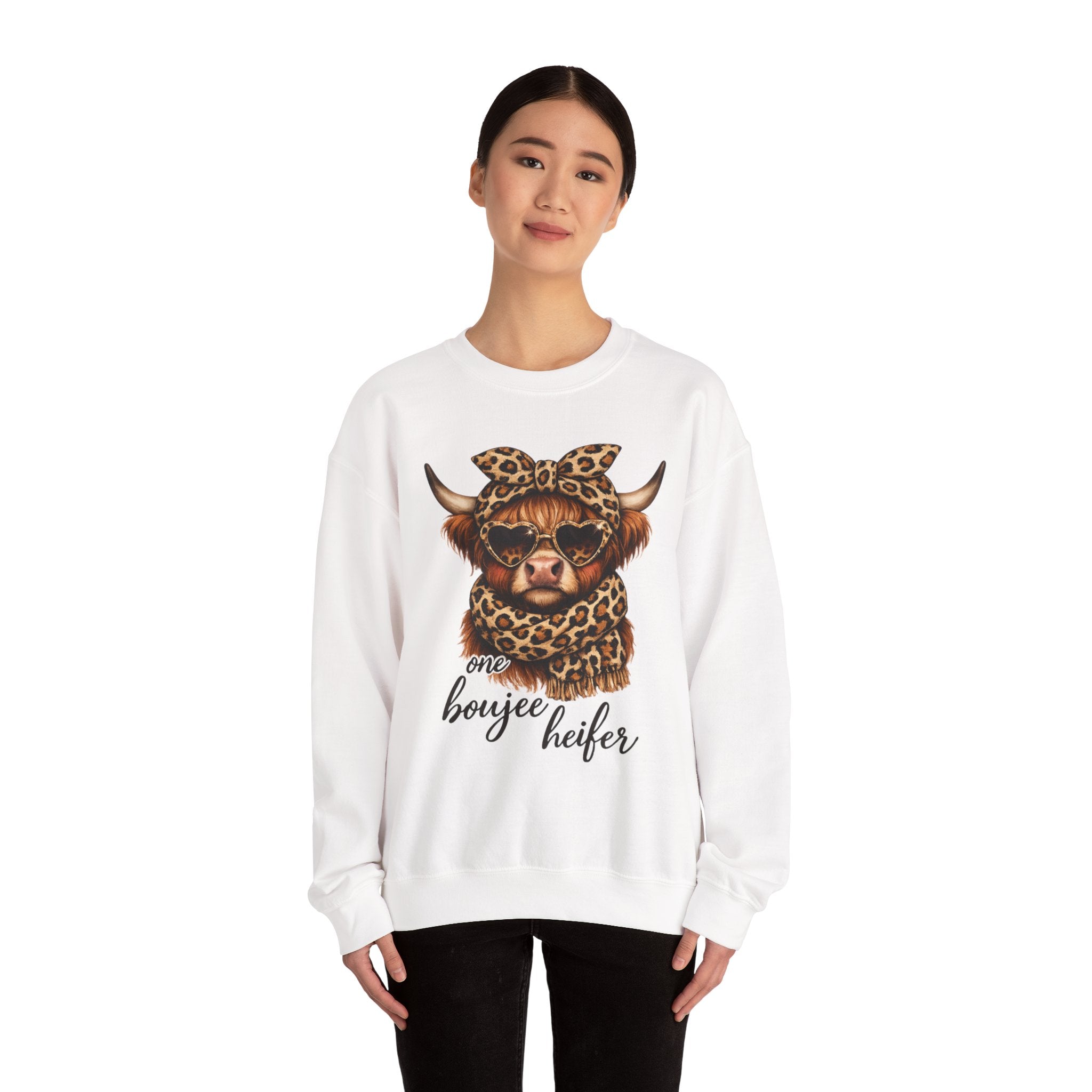 Boujee Heifer Leopard Cow Sweatshirt