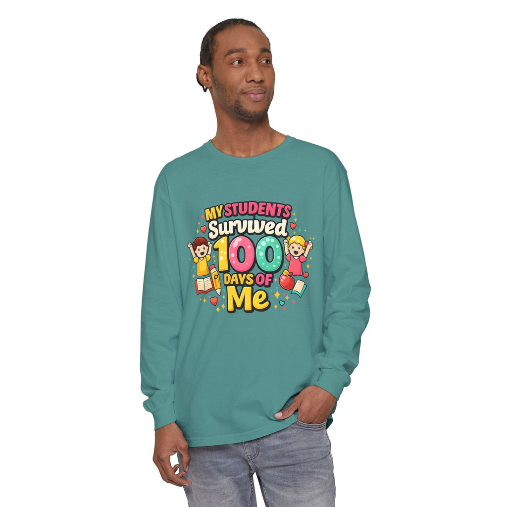 Teacher 'My Students Survived 100 Days of Me' Long Sleeve Tee