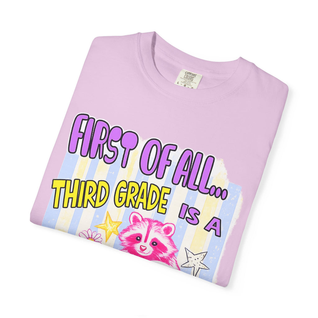 Third Grade Is a Whole Vibe T-Shirt — Cute Pink Raccoon Back-to-School Tee