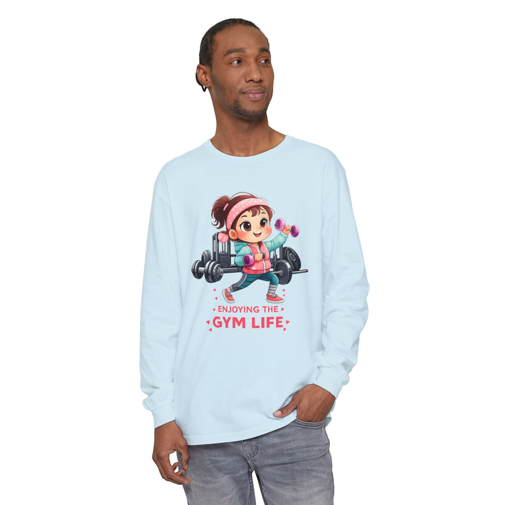 Gym Life Long Sleeve Tee — Cute Girl Weightlifting Fitness Shirt