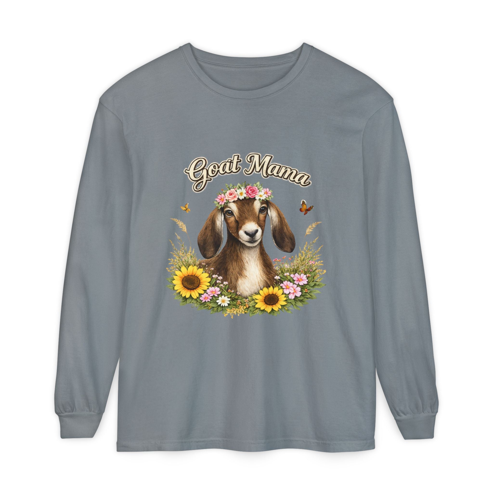 Goat Mama Long Sleeve Shirt — Floral Goat Mom Tee