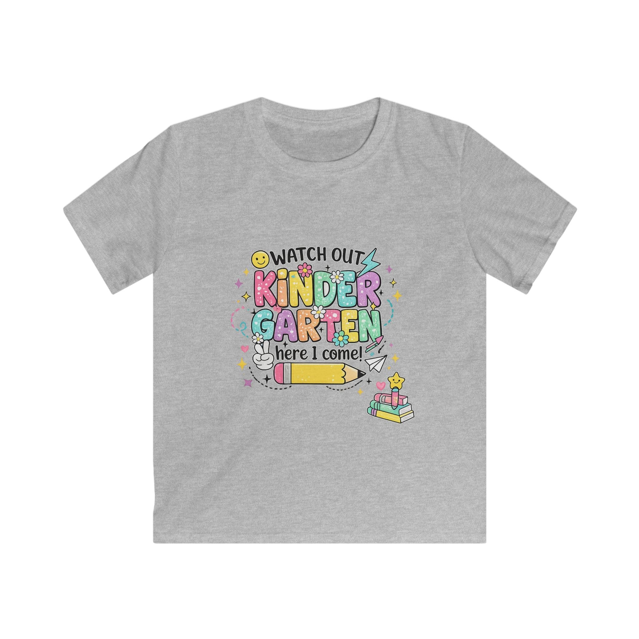 Kindergarten Here I Come Kids T‑Shirt — "Watch Out Kindergarten Here I Come" Back‑to‑School Graphic Tee