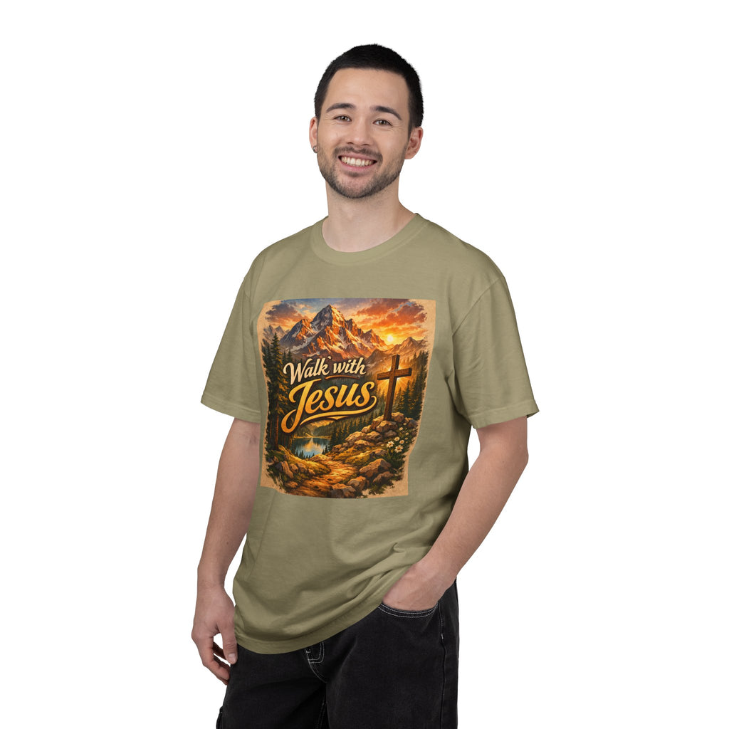 Walk with Jesus T-Shirt — Christian Faith Mountain Cross Tee