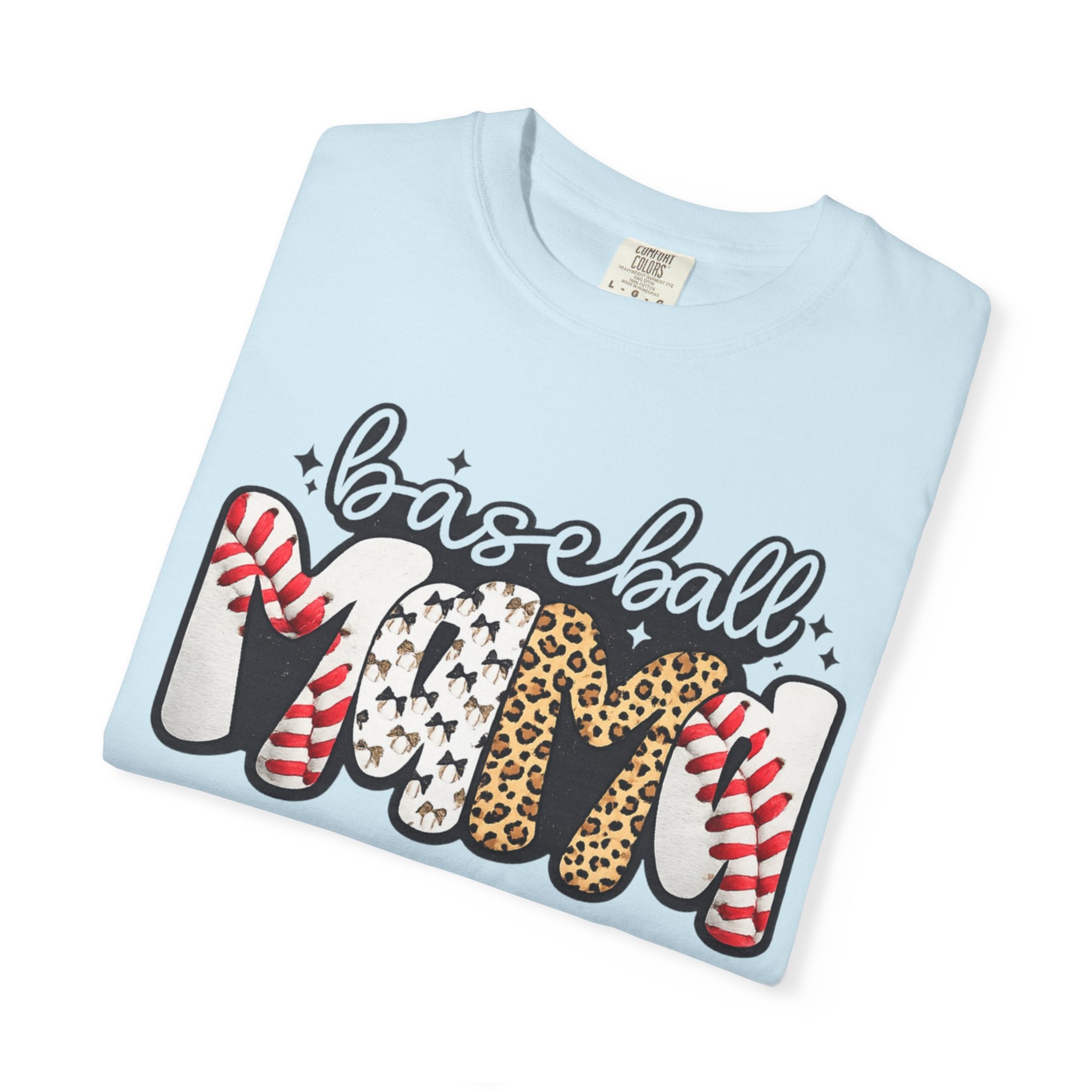 Baseball Mom T-Shirt — Leopard & Stitch Pattern Sports Tee