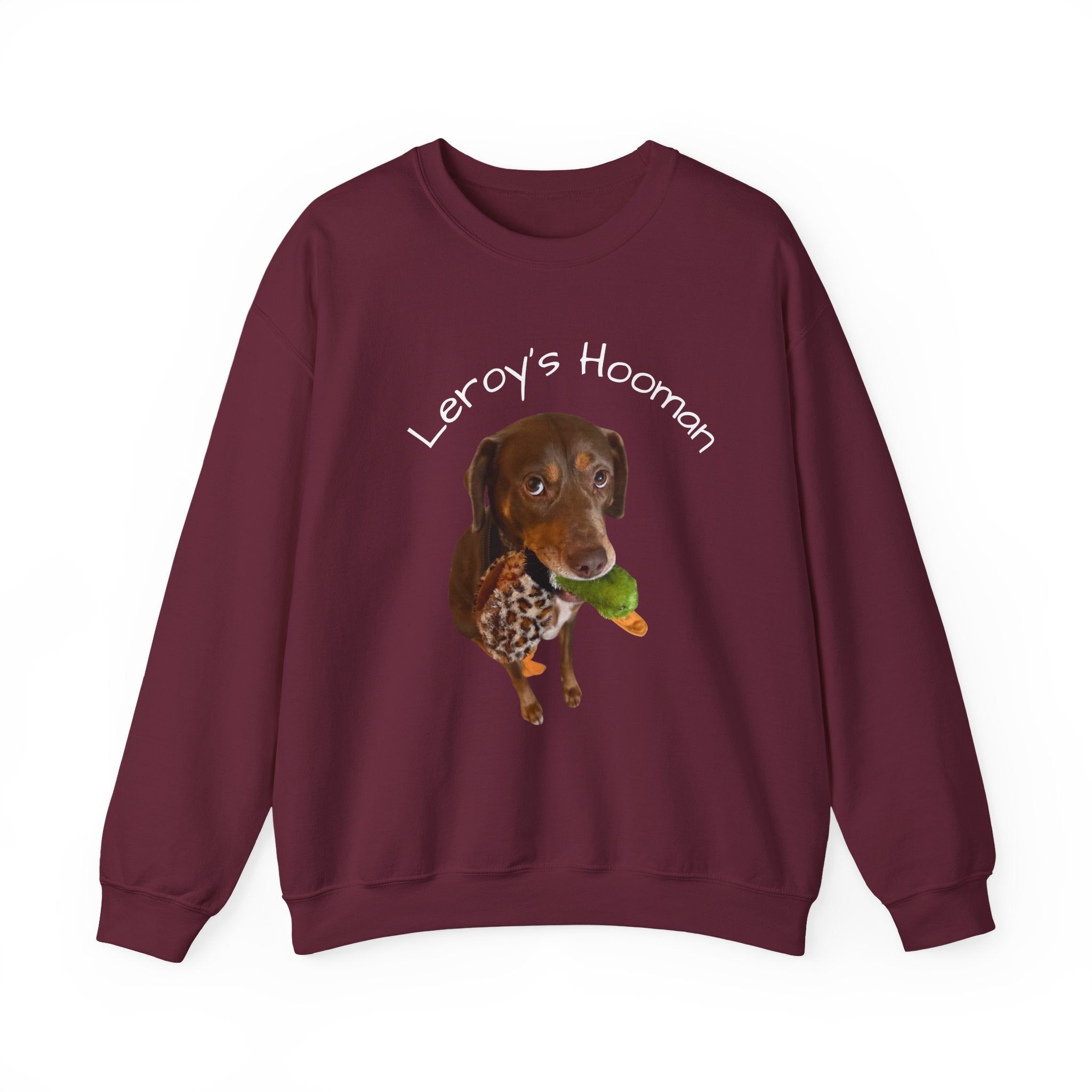 Crewneck Sweatshirt – "Leroy’s Human" Dachshund Graphic, Cute Pet Lover Gift