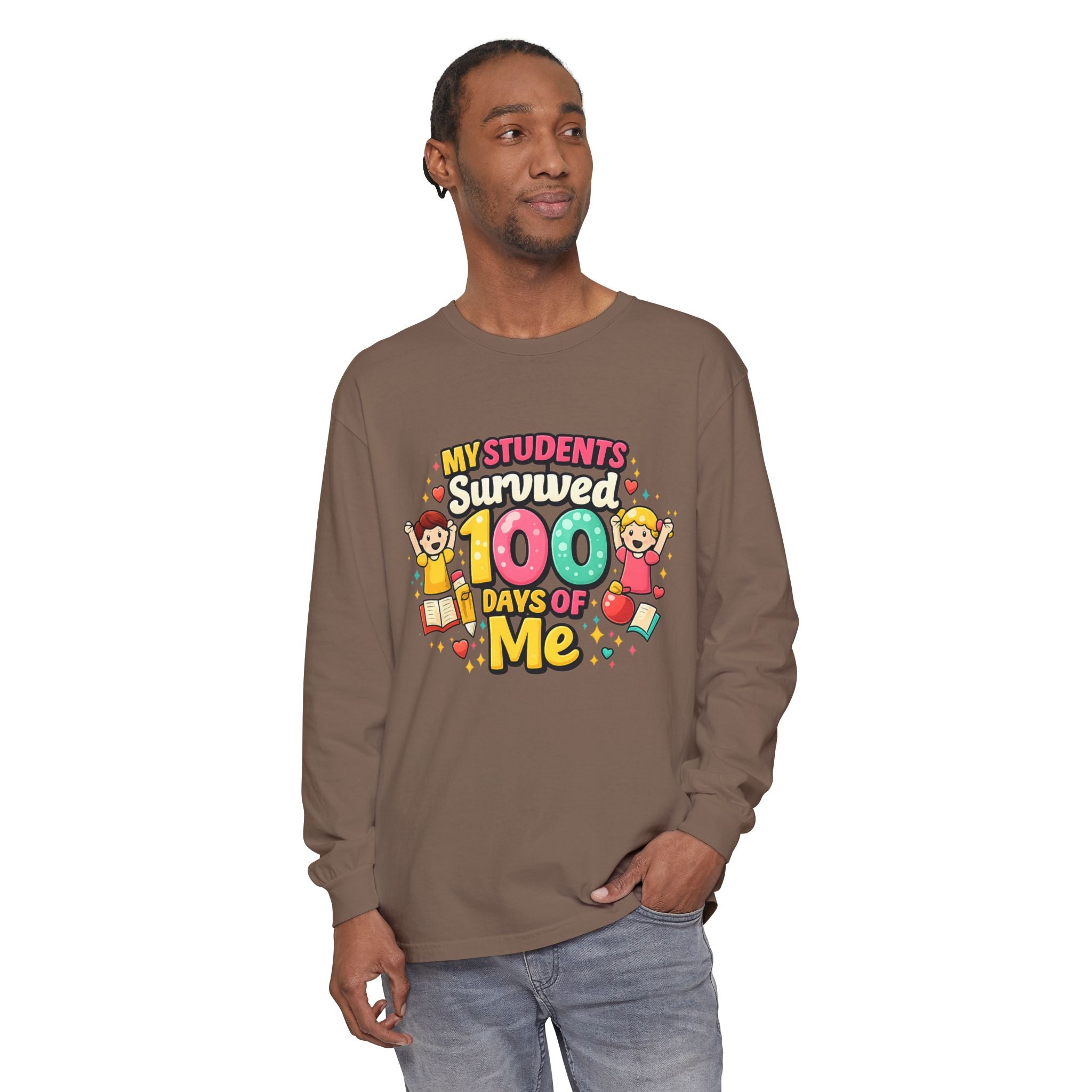 Teacher 'My Students Survived 100 Days of Me' Long Sleeve Tee