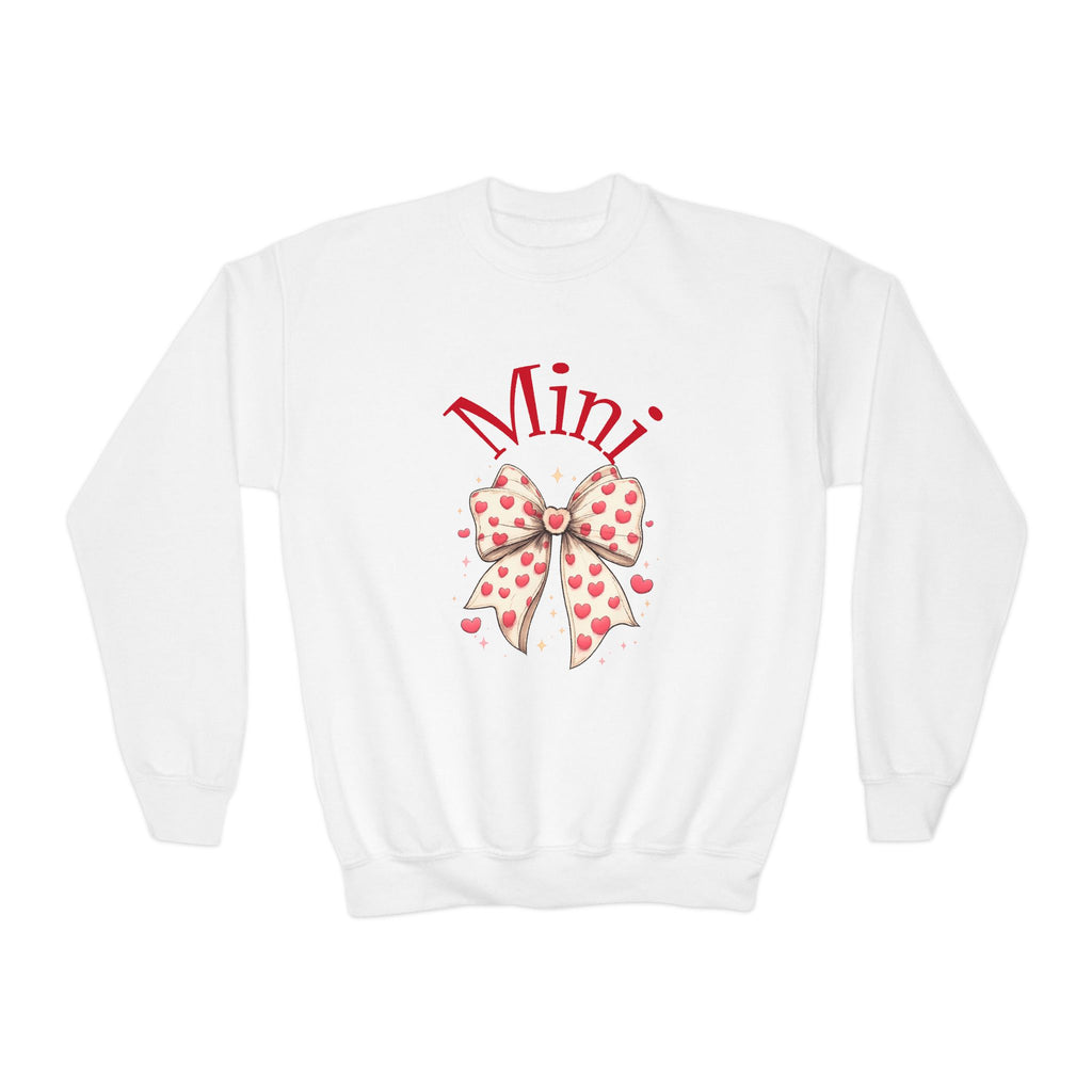Youth Crewneck Sweatshirt — "Mini" Heart Bow Graphic