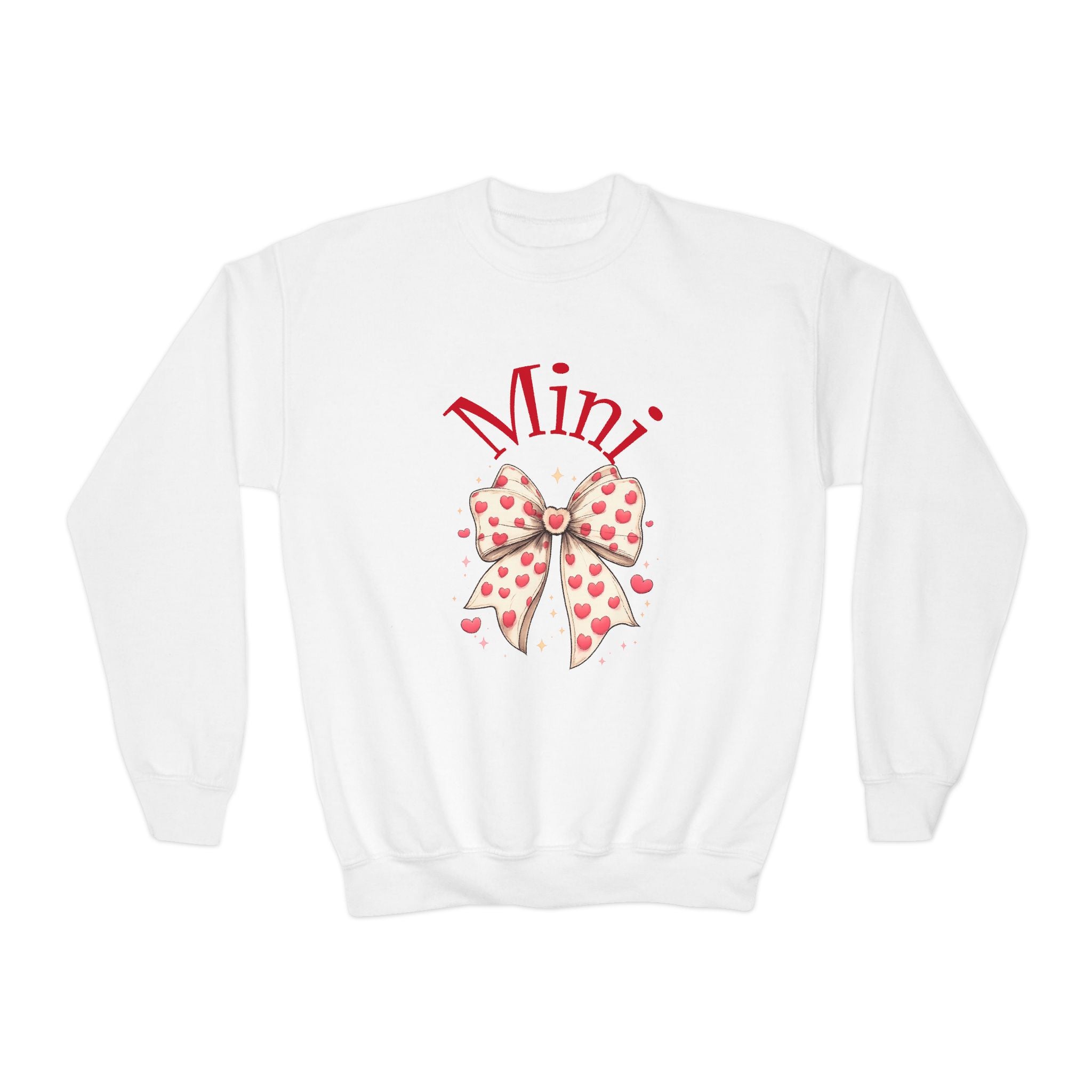 Youth Crewneck Sweatshirt — "Mini" Heart Bow Graphic