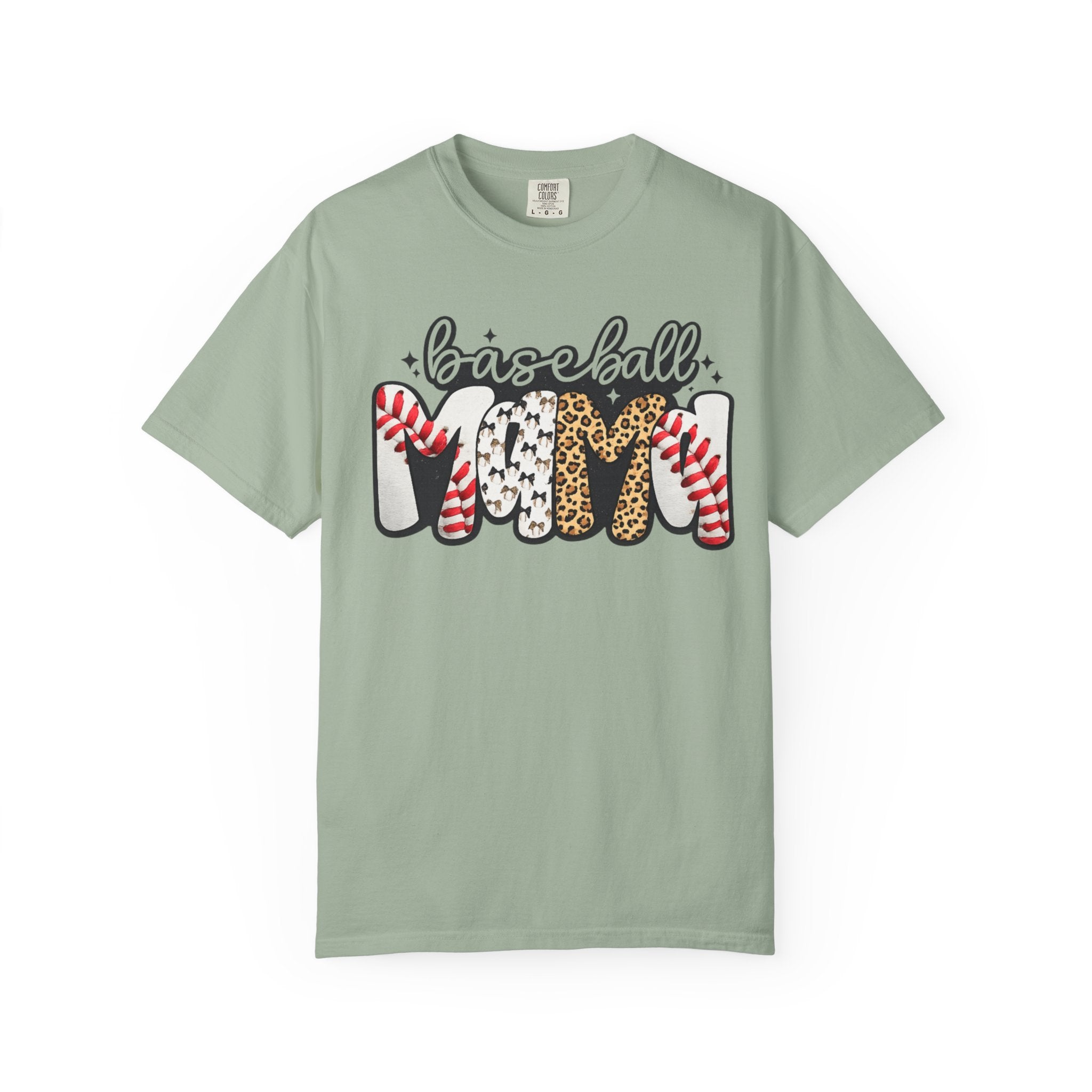 Baseball Mom T-Shirt — Leopard & Stitch Pattern Sports Tee