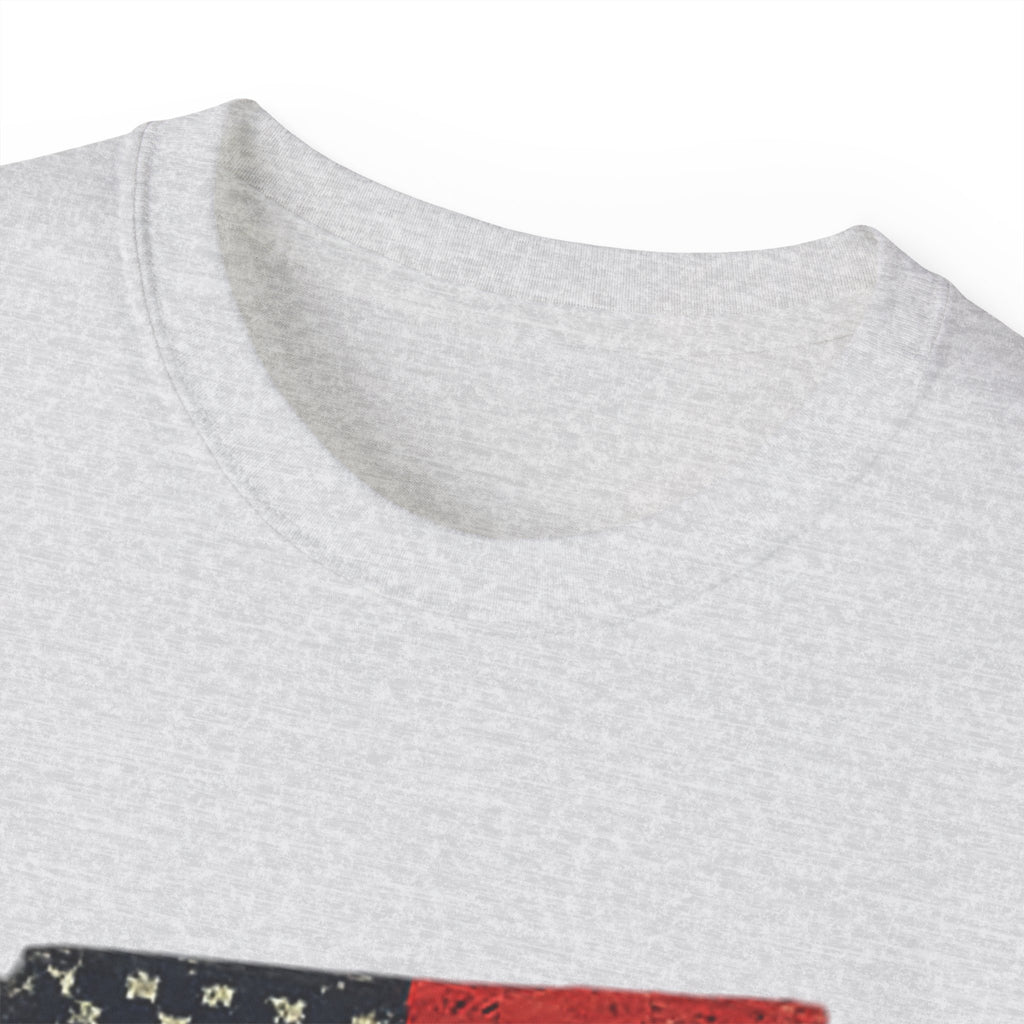 Patriotic Dad T-Shirt – Vintage American Flag 'DAD' Tee for Father’s Day