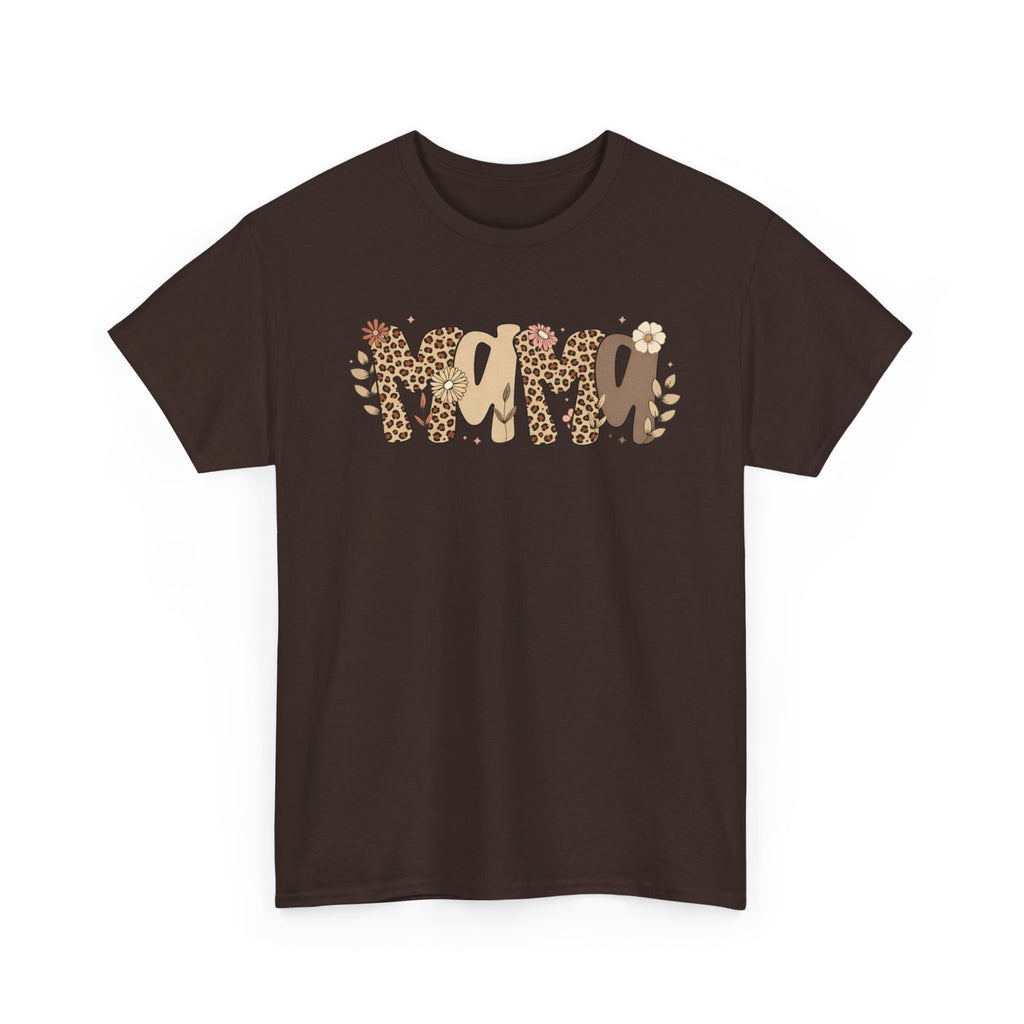 Mama Leopard Print T-Shirt — 'MAMA' Heart Graphic Mother's Day Tee