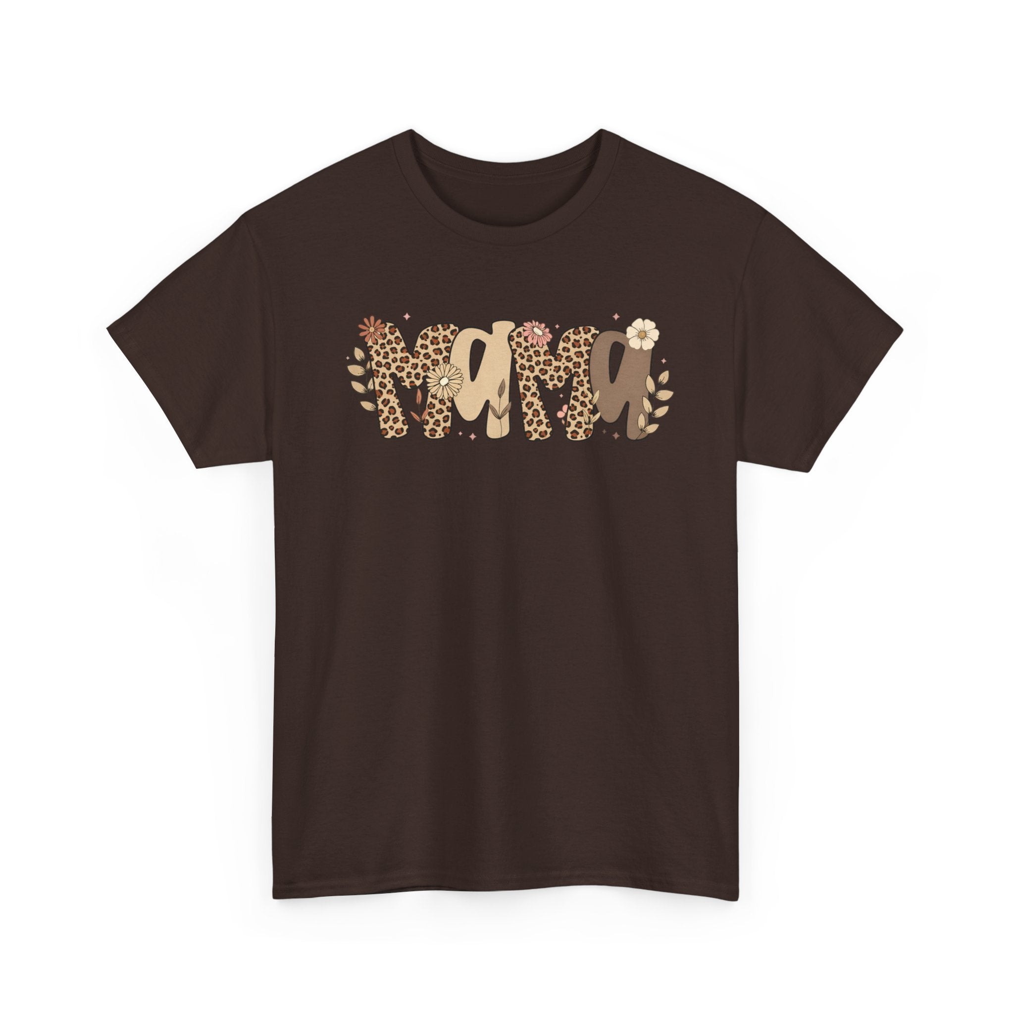 Mama Leopard Print T-Shirt — 'MAMA' Heart Graphic Mother's Day Tee