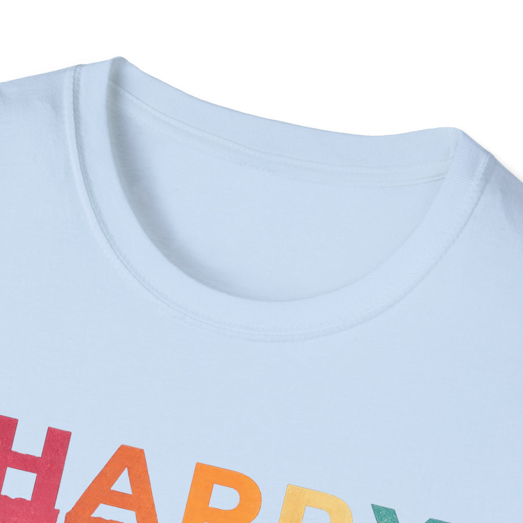 Happy Father's Day T-Shirt — Silhouette Dad with Kids Retro Stripes
