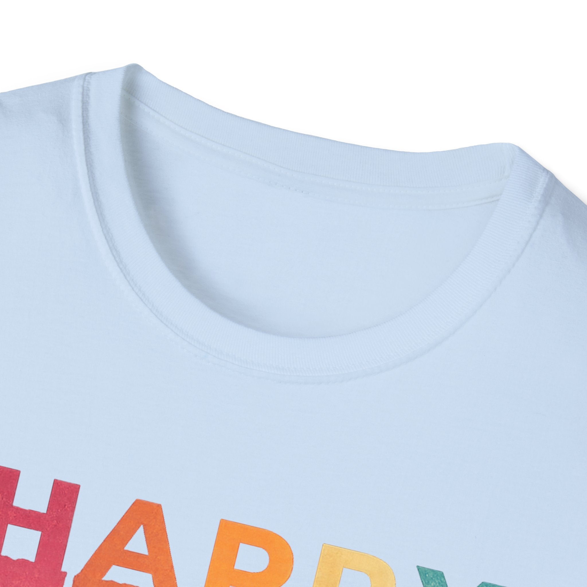 Happy Father's Day T-Shirt — Silhouette Dad with Kids Retro Stripes