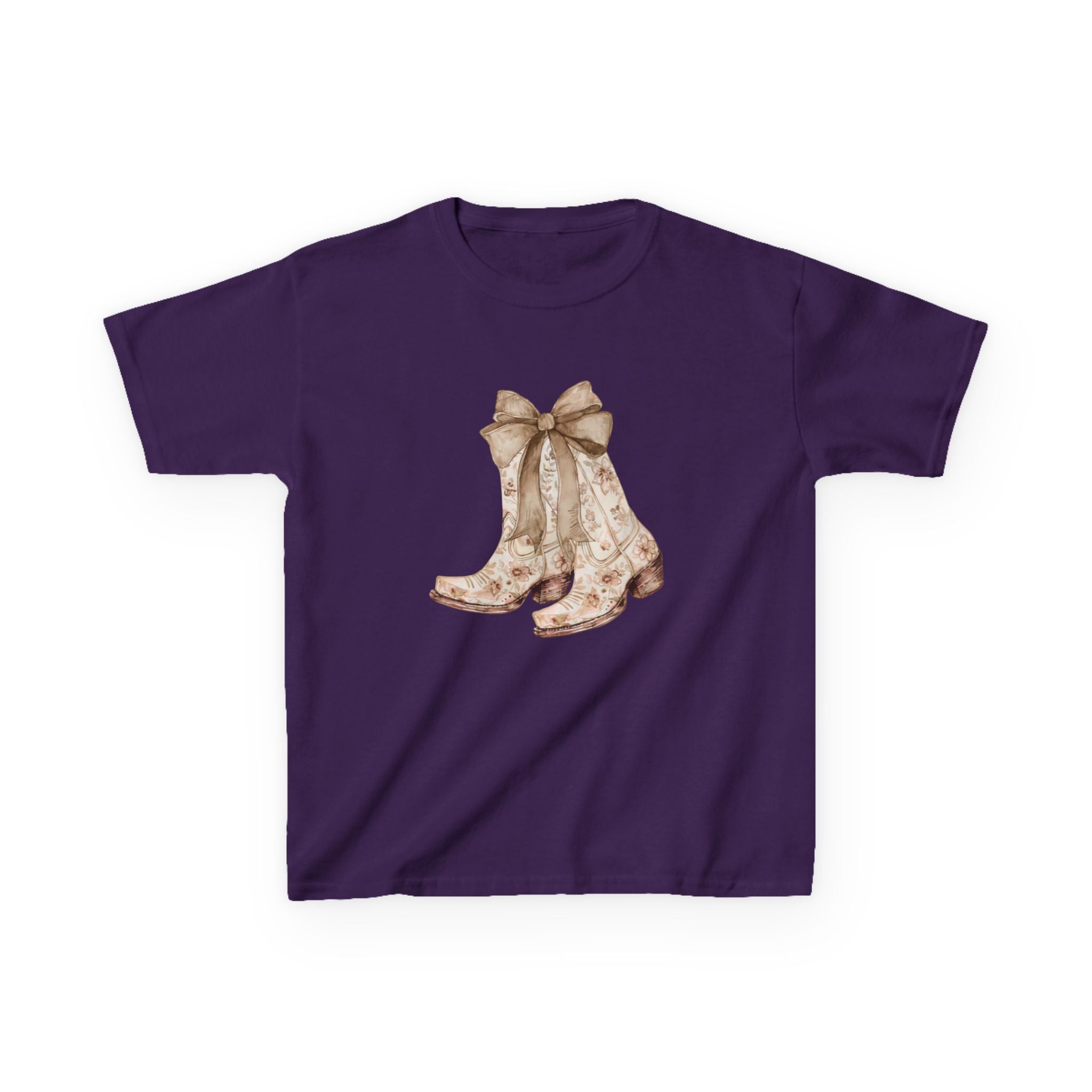 Kids Tee — Vintage Floral Cowboy Boots with Ribbon