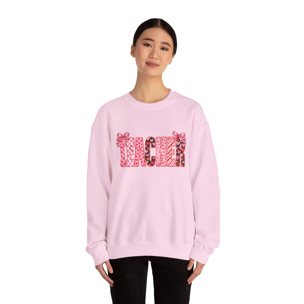 Teacher Leopard Heart Crewneck Sweatshirt