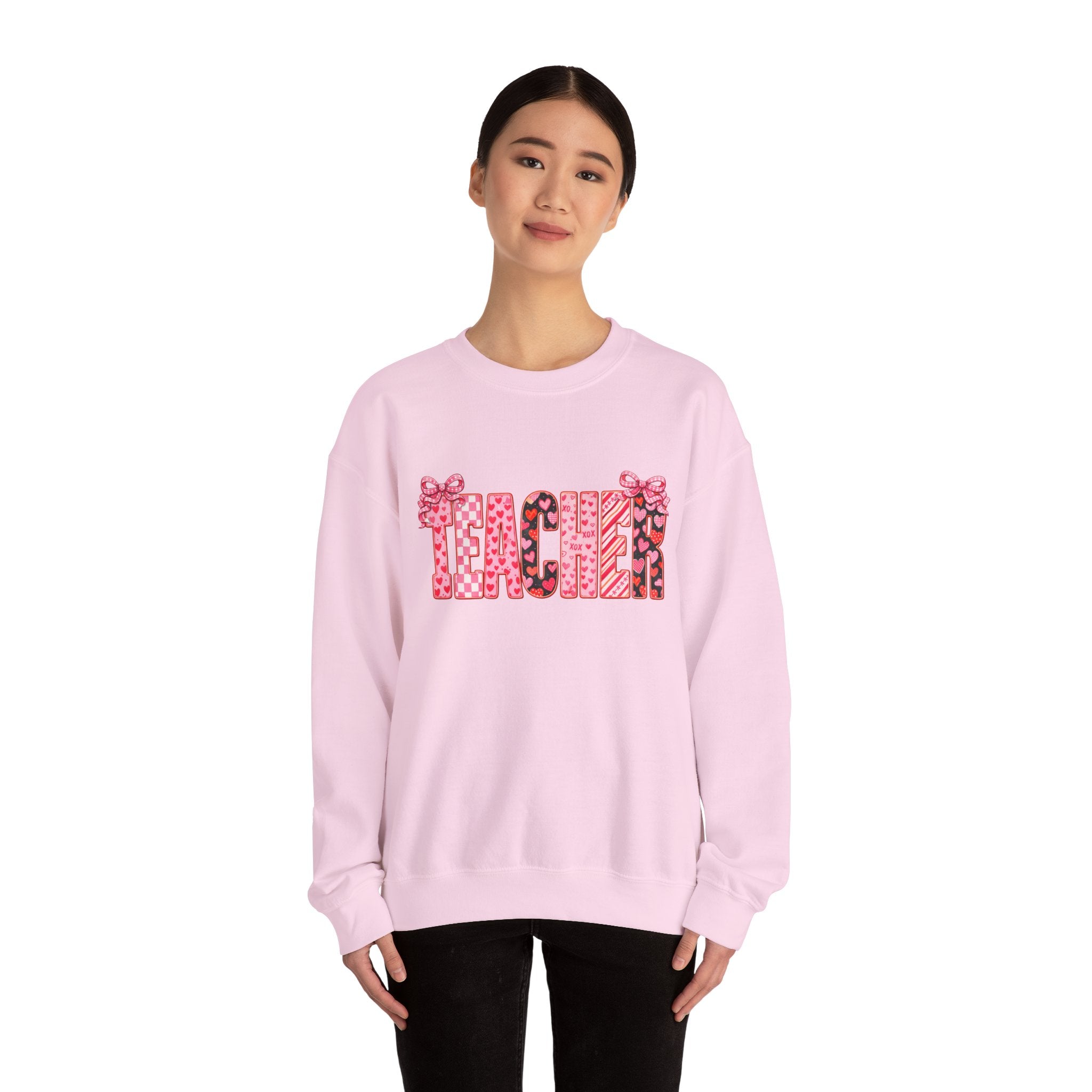 Teacher Leopard Heart Crewneck Sweatshirt