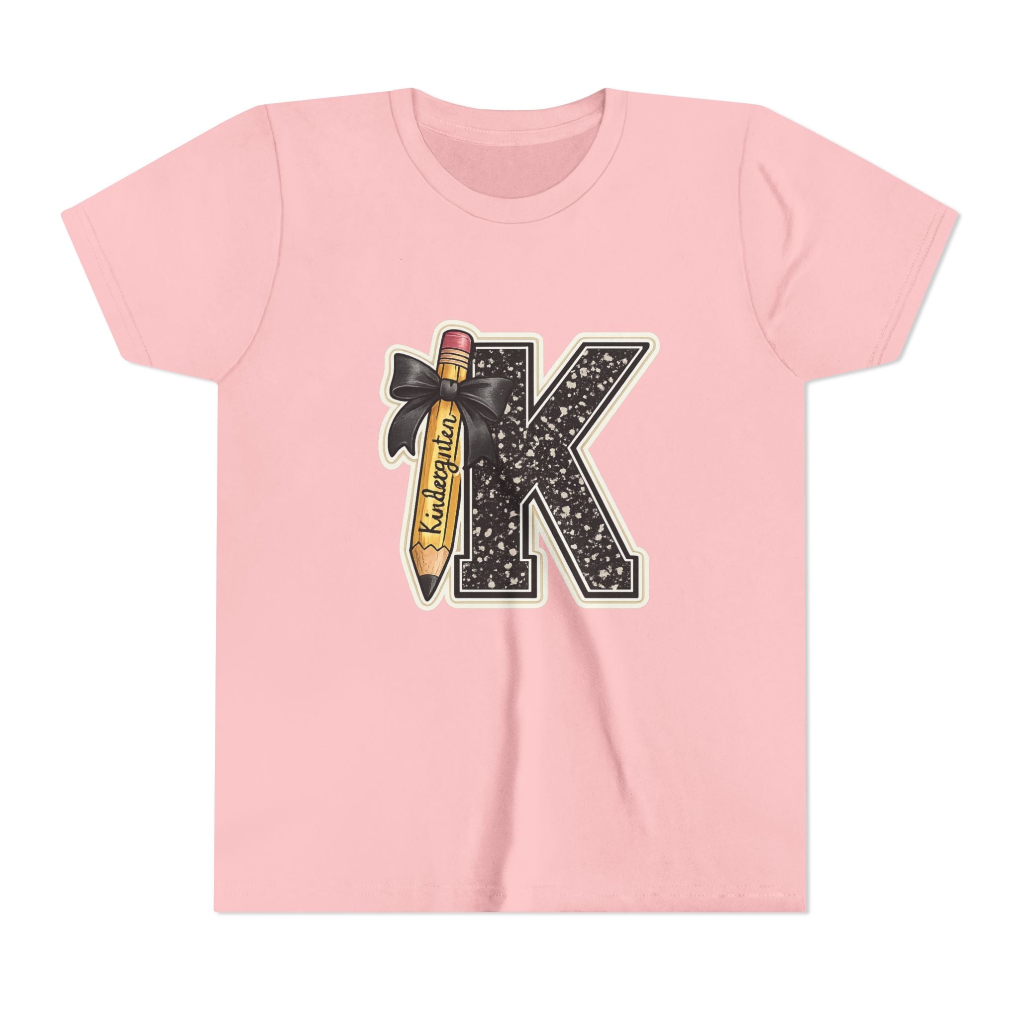 Youth K Monogram Pencil Tee — Kids Initial Letter K School Shirt