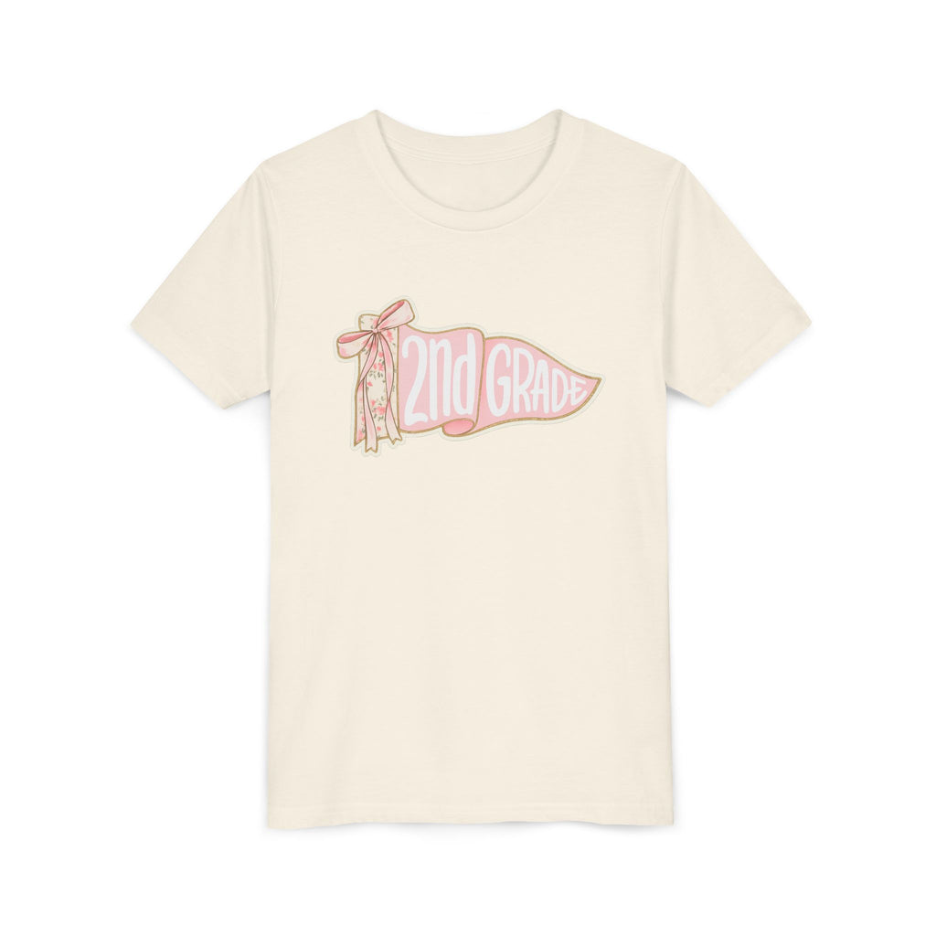 2nd Grade Pennant Kids T‑Shirt — Cute Pink Back-to-School Tee for Girls