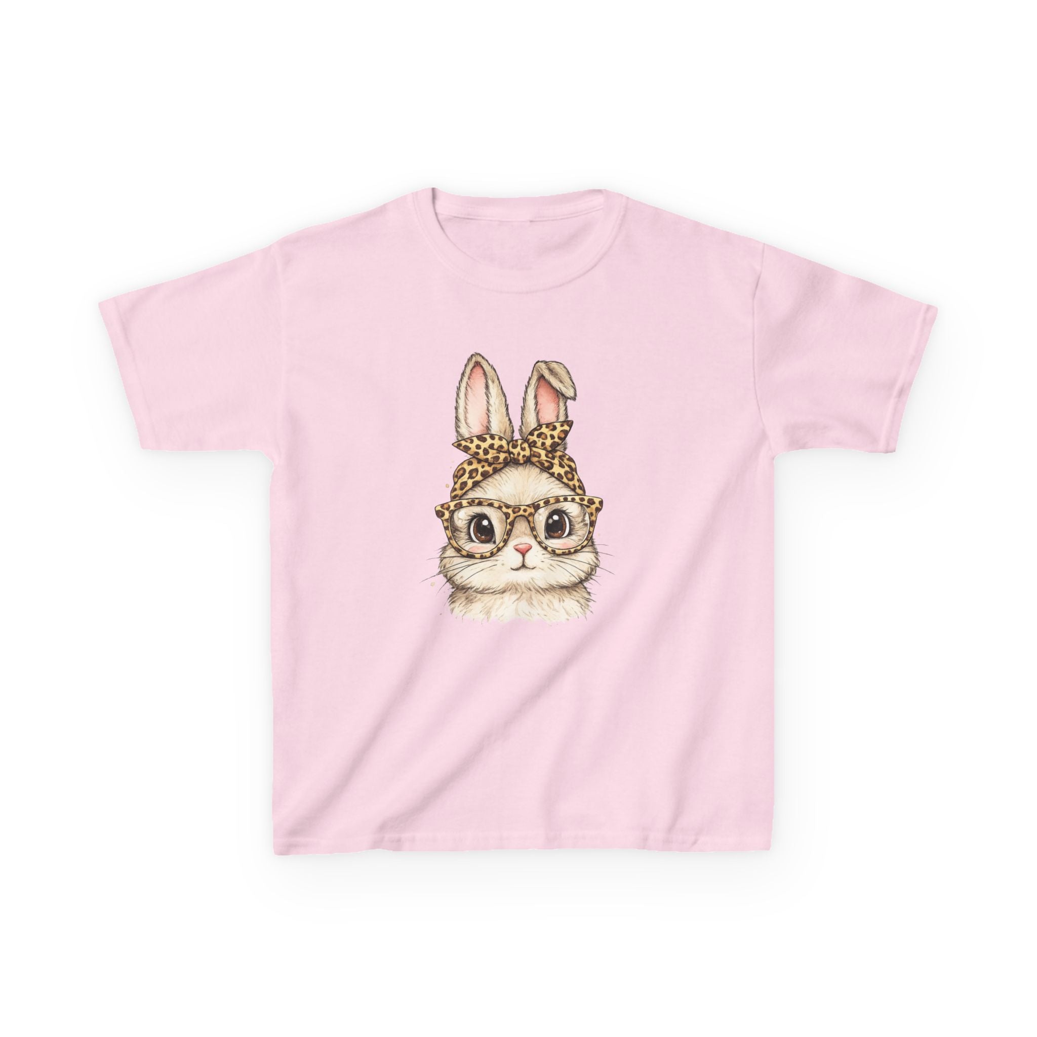 Kids Bunny with Glasses Tee — Cute Leopard Headband Rabbit Shirt for Children