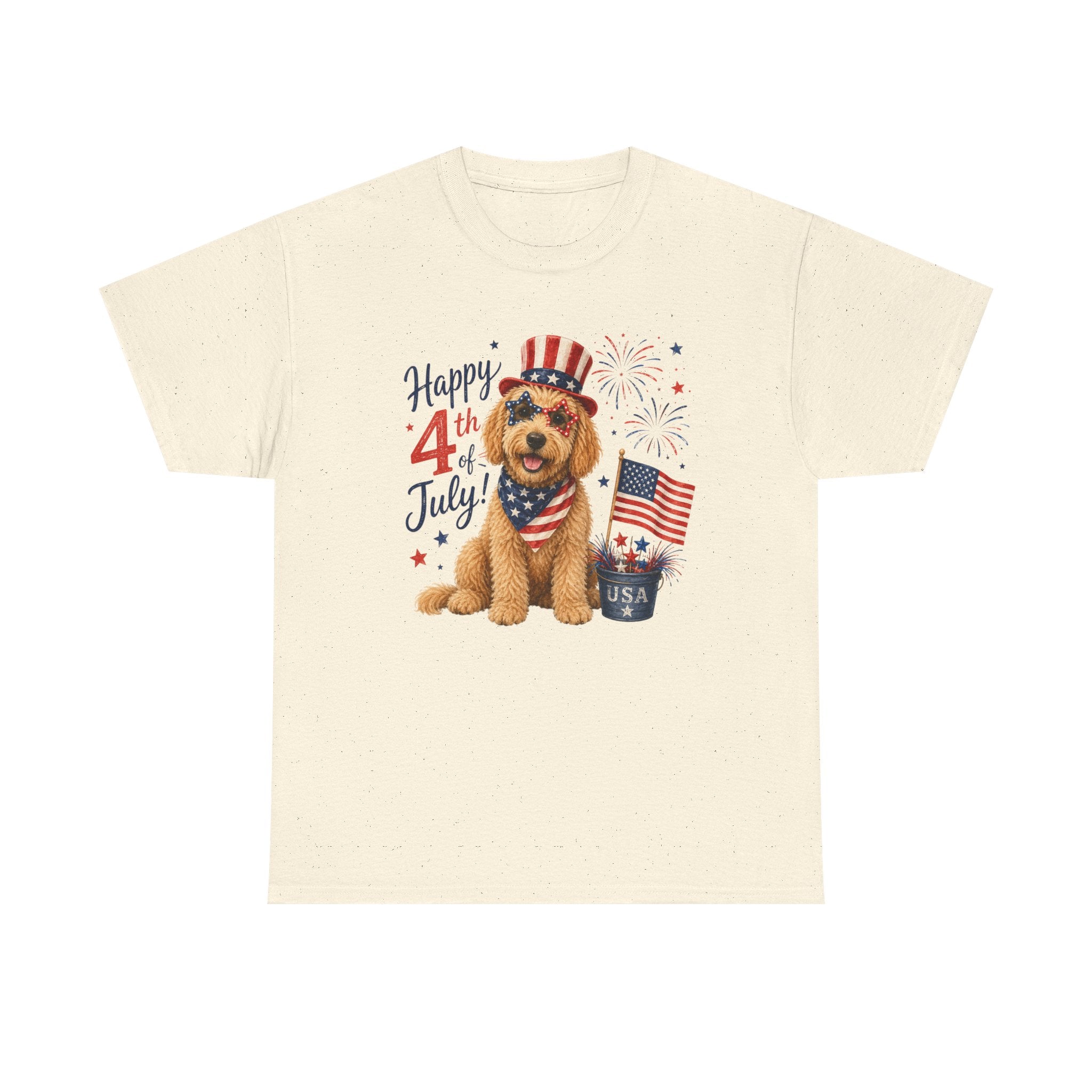 4th of July Dog T-Shirt - Happy 4th Puppy with USA Flag