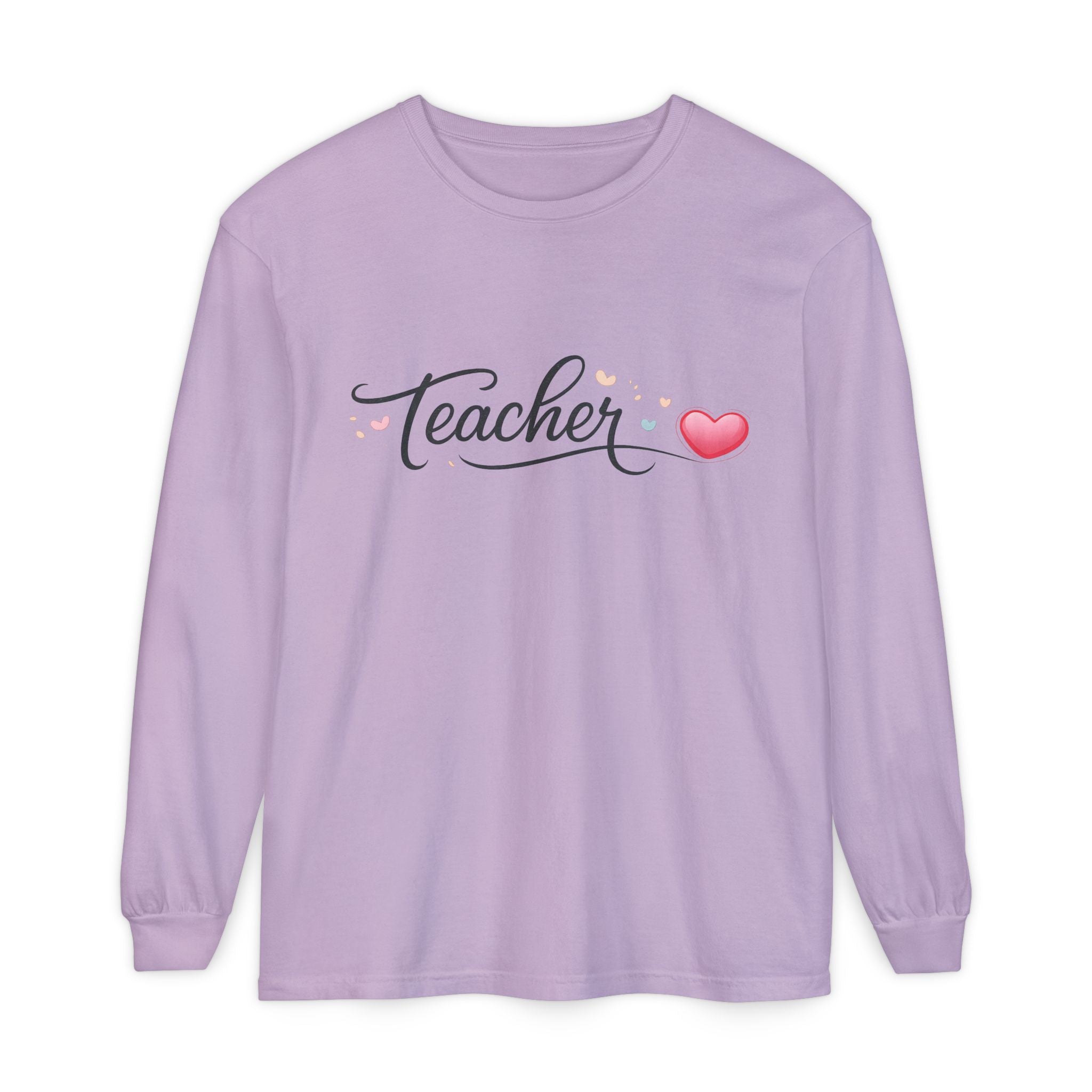 Teacher Long Sleeve T-Shirt — Minimal Script Teacher Tee, Back-to-School Gift