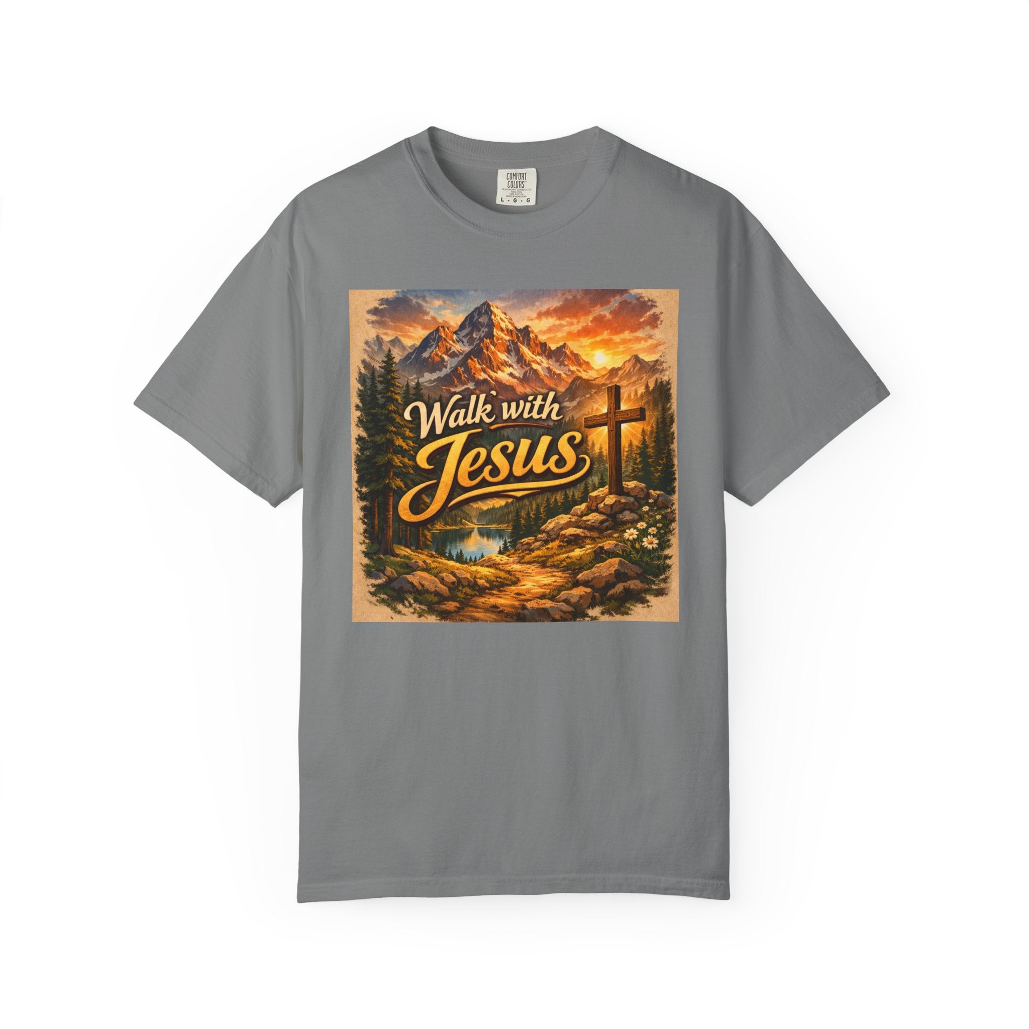Walk with Jesus T-Shirt — Christian Faith Mountain Cross Tee