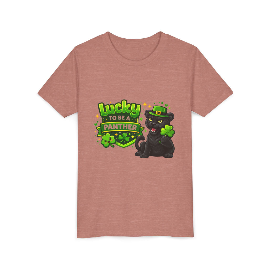 Youth Tee — "Lucky to Be a Panther" St. Patrick's Day Shamrock Tee
