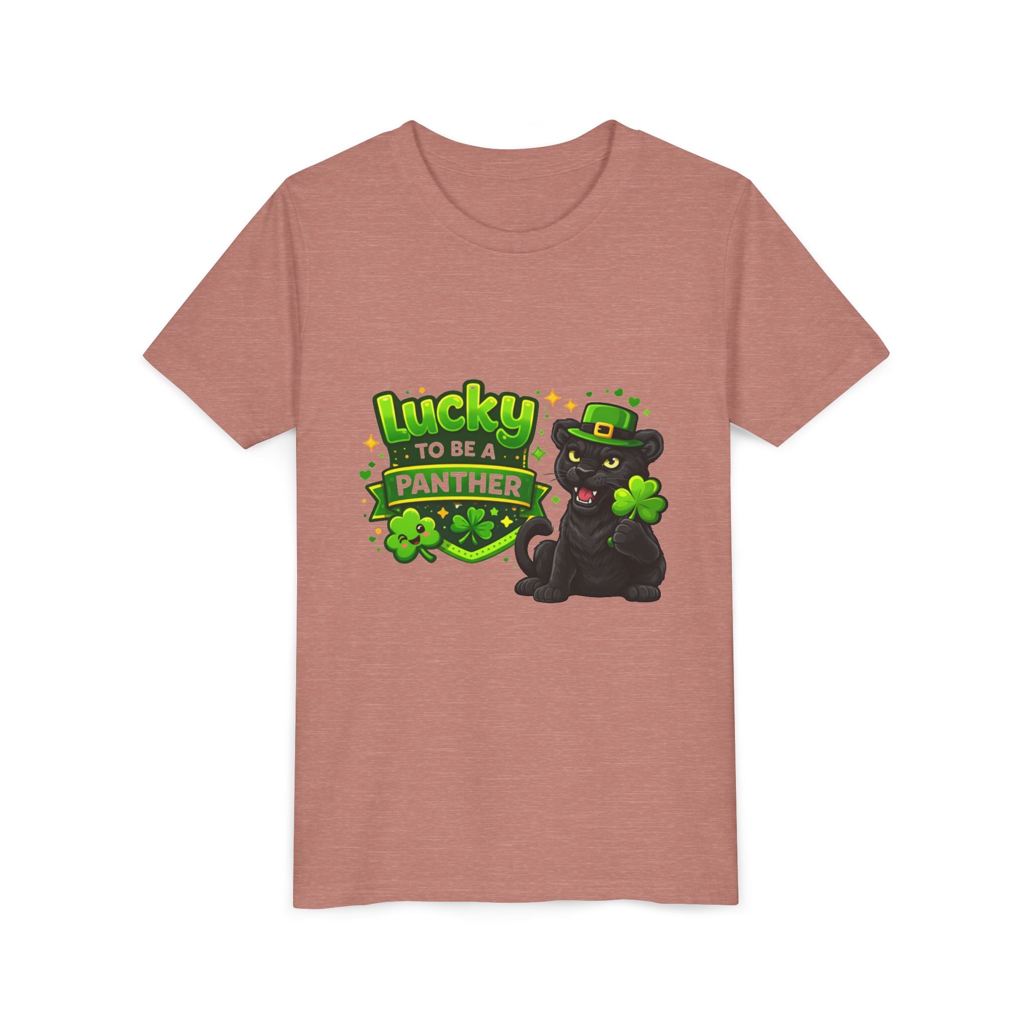 Youth Tee — "Lucky to Be a Panther" St. Patrick's Day Shamrock Tee