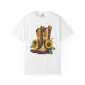 Cowgirl Boots & Sunflowers T-Shirt — Western Floral Graphic Tee