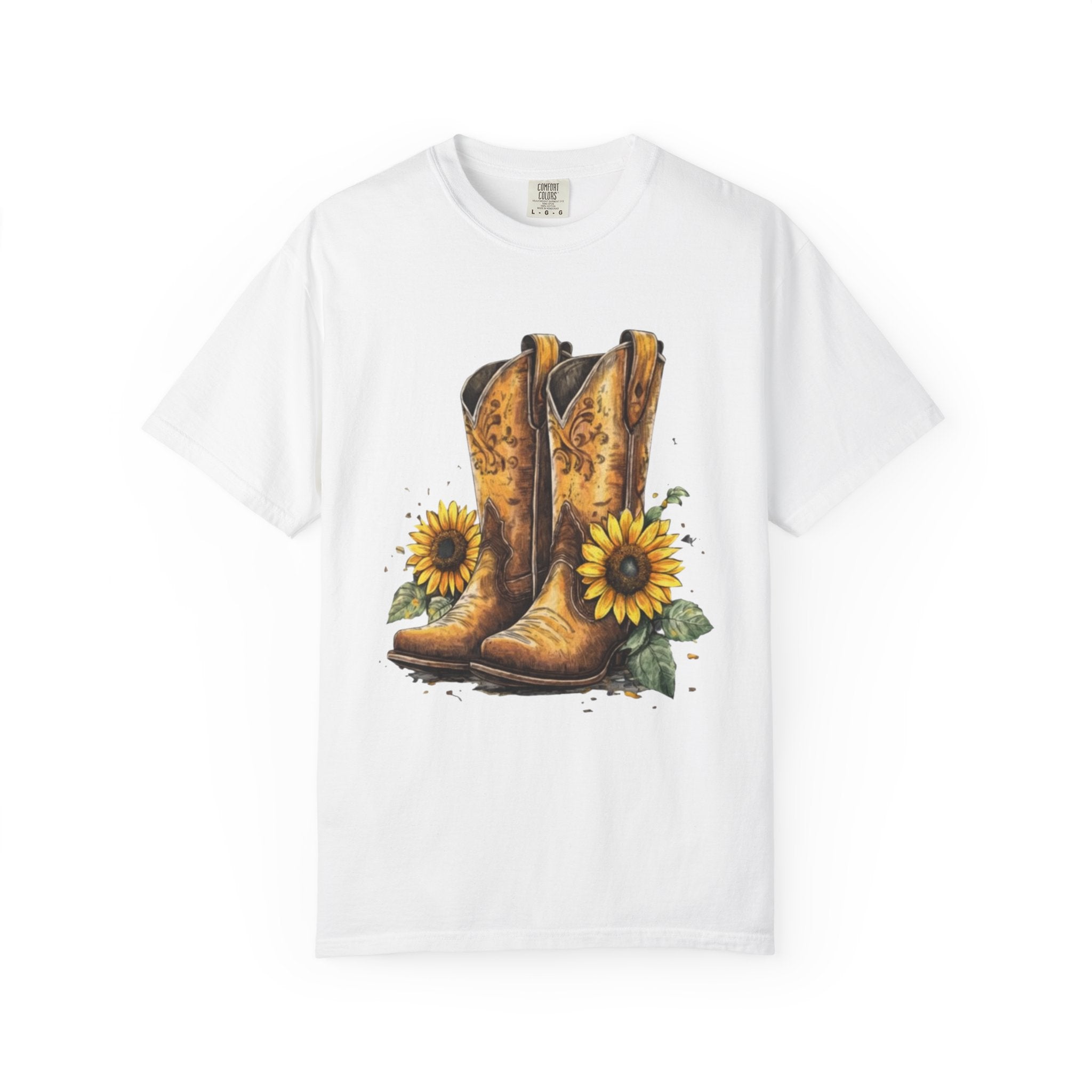 Cowgirl Boots & Sunflowers T-Shirt — Western Floral Graphic Tee