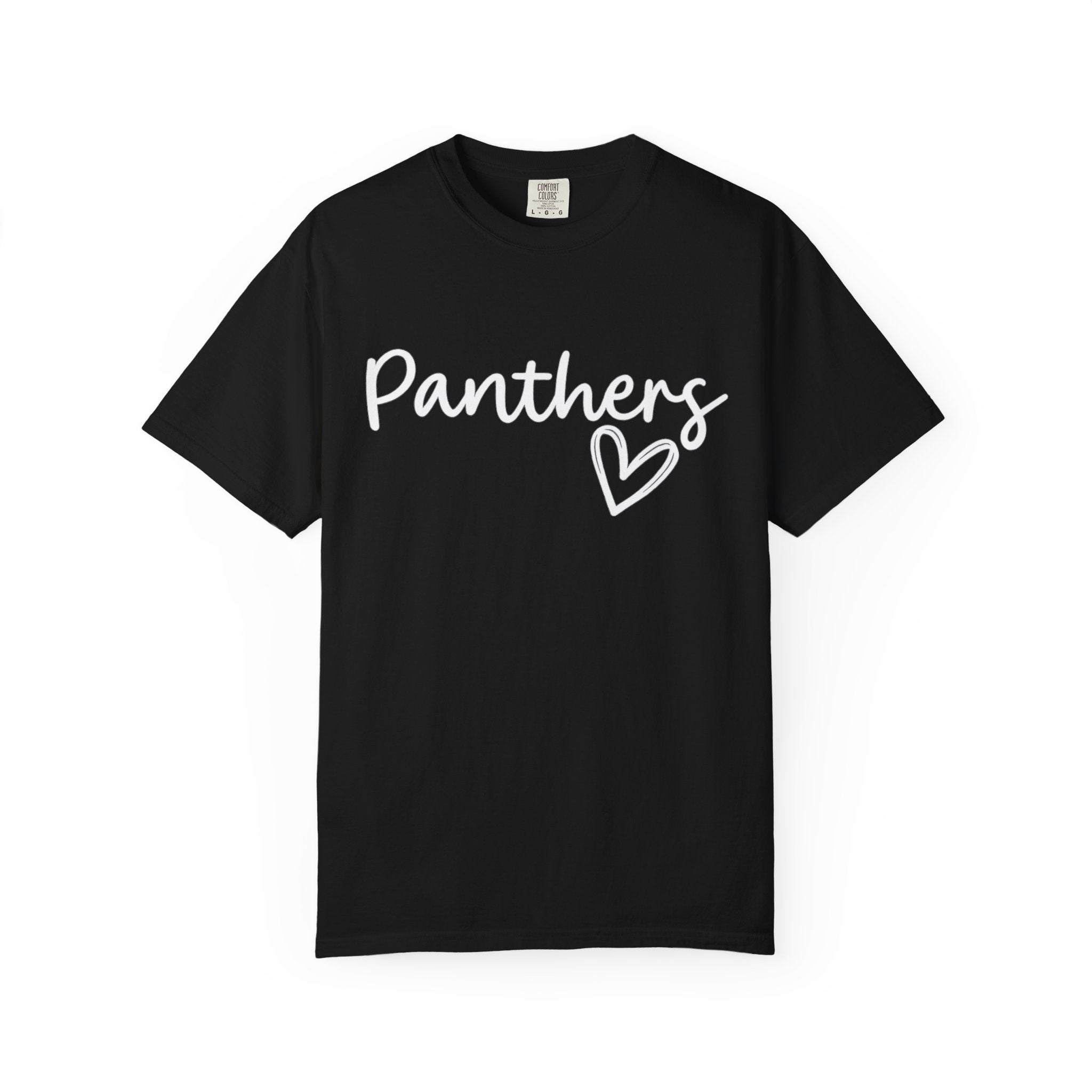 Panthers Heart T-Shirt — Cute Script School Spirit Tee