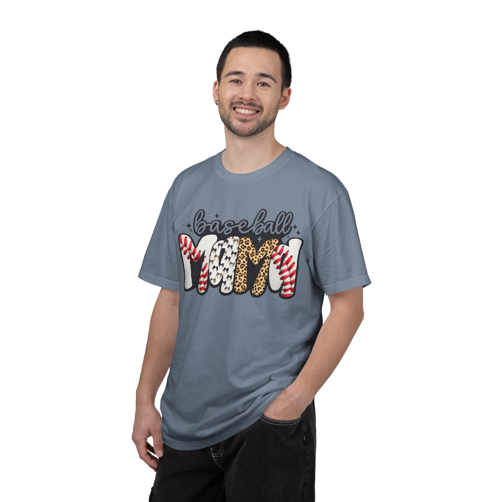 Baseball Mom T-Shirt — Leopard & Stitch Pattern Sports Tee