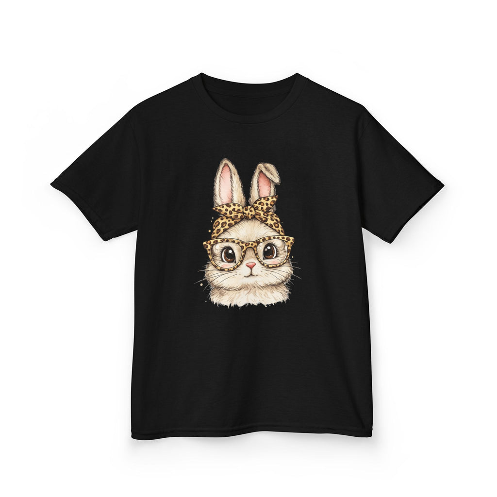 Kids Bunny with Glasses Tee — Cute Leopard Headband Rabbit Shirt for Children