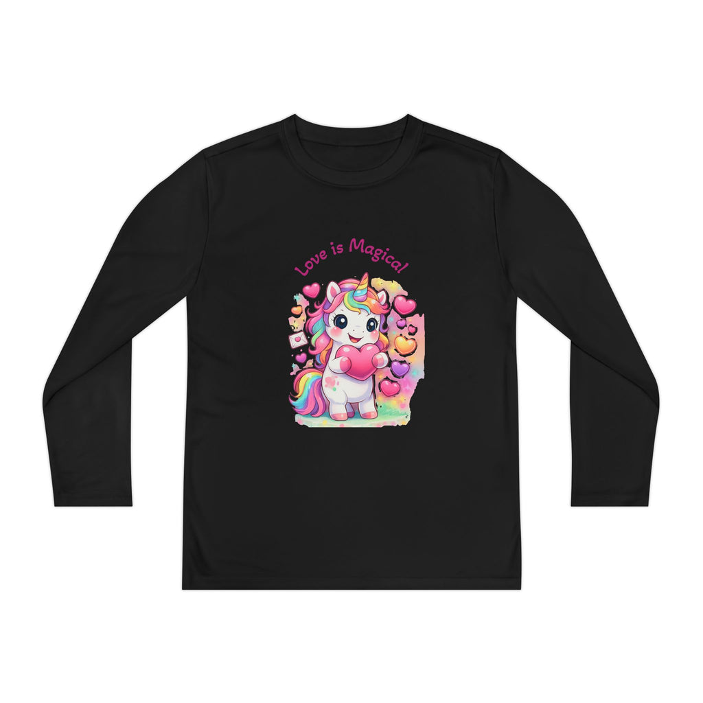 Youth Long Sleeve Tee — "Love Is Magical" Cute Rainbow Unicorn Shirt