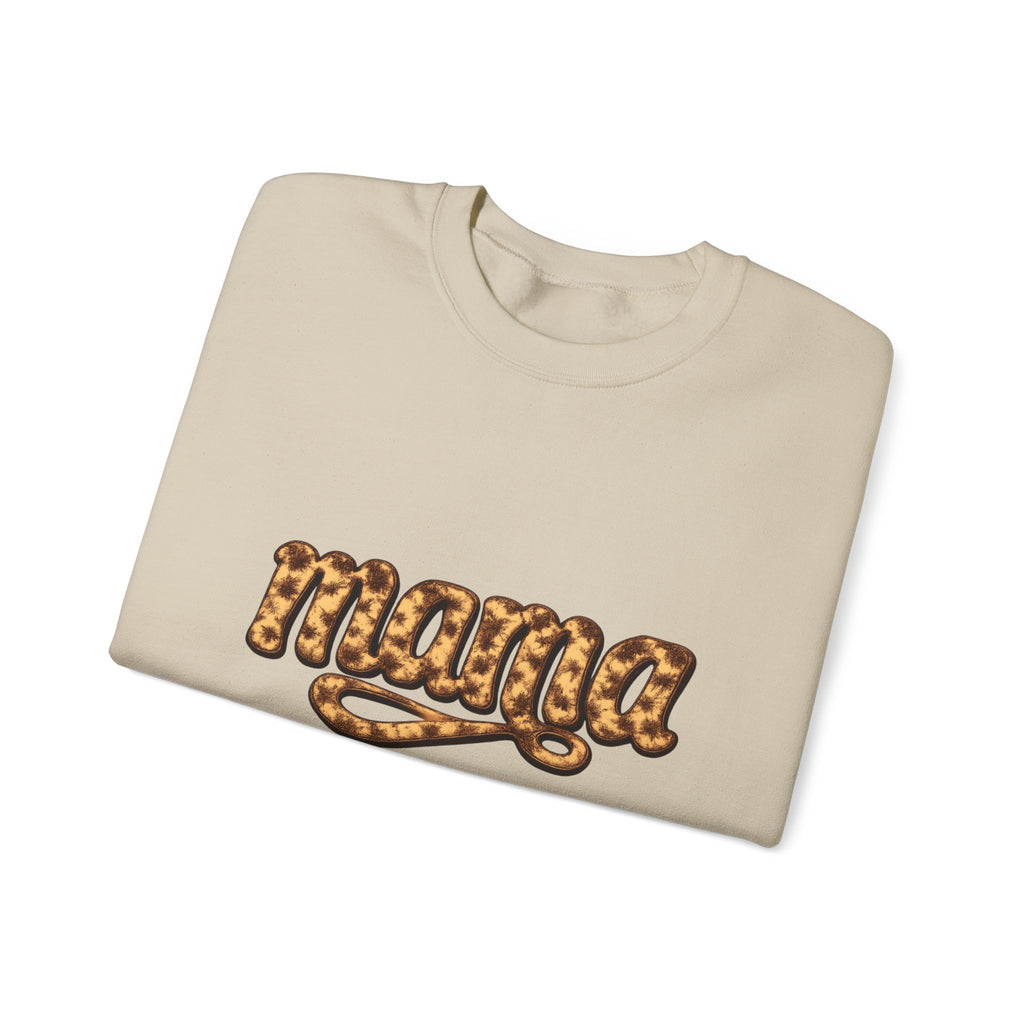 Mama Leopard Script Sweatshirt — Bold Animal Print Mom Crewneck